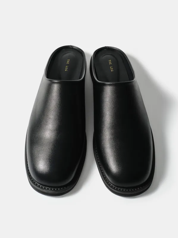 Leather Mule Loafers, Black sold by Source Unknown