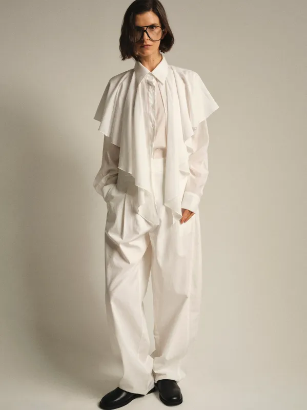 Scarf-Overlay Blouse, Ivory made by Source Unknown