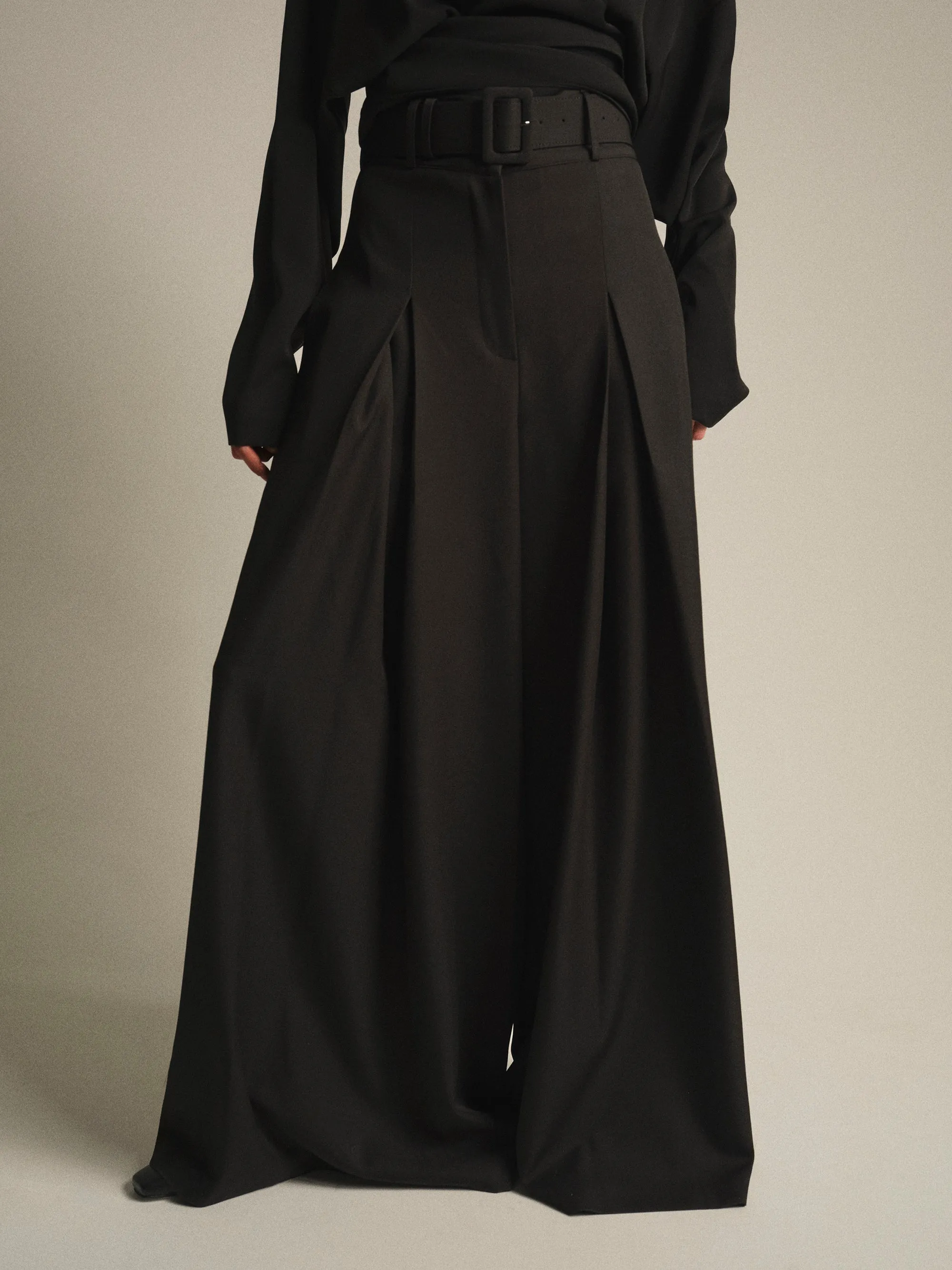 High-Waist Belted Trousers, Black sold by Source Unknown product image thumbnail 4