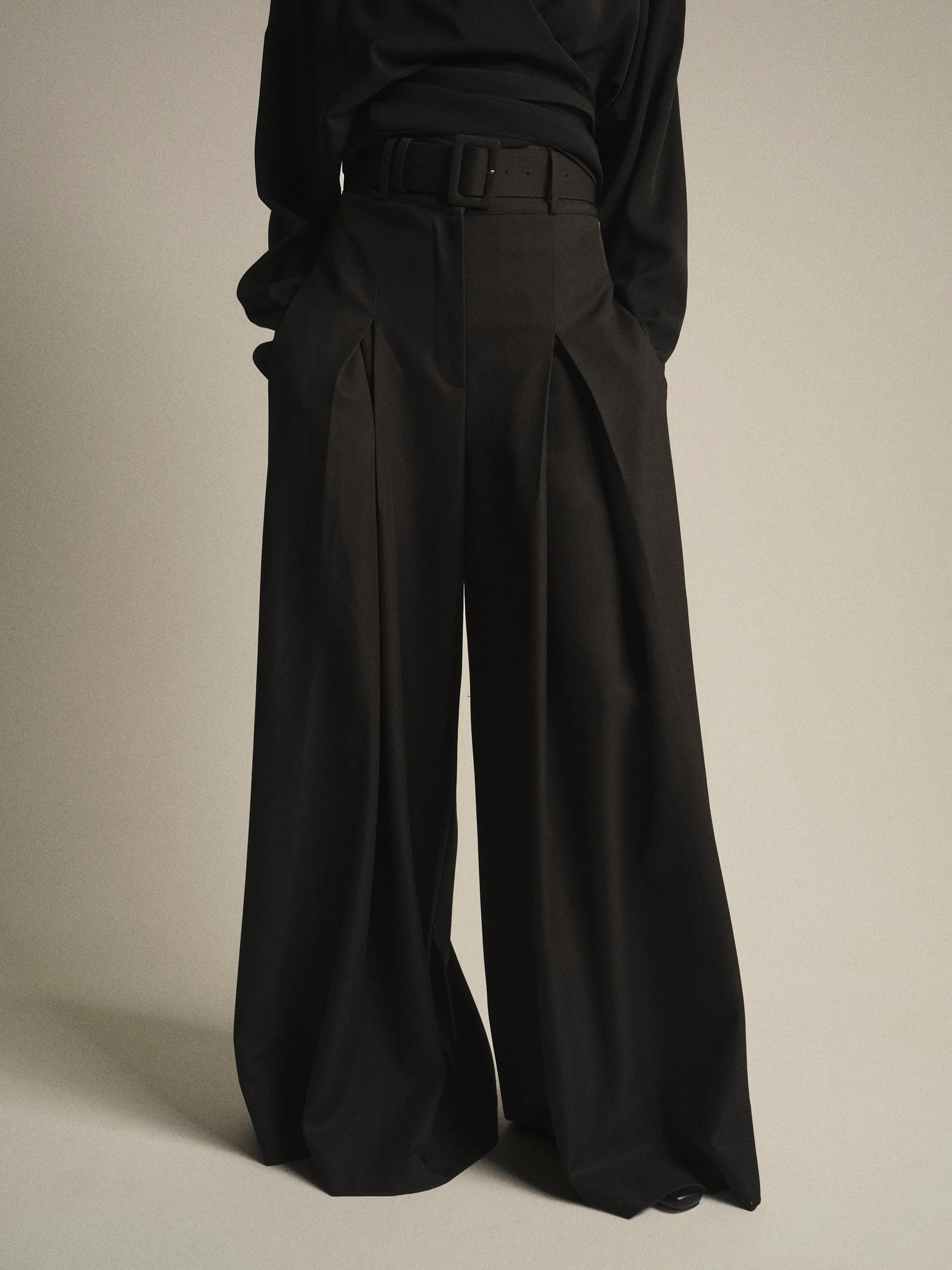 High-Waist Belted Trousers, Black sold by Source Unknown product image thumbnail 2