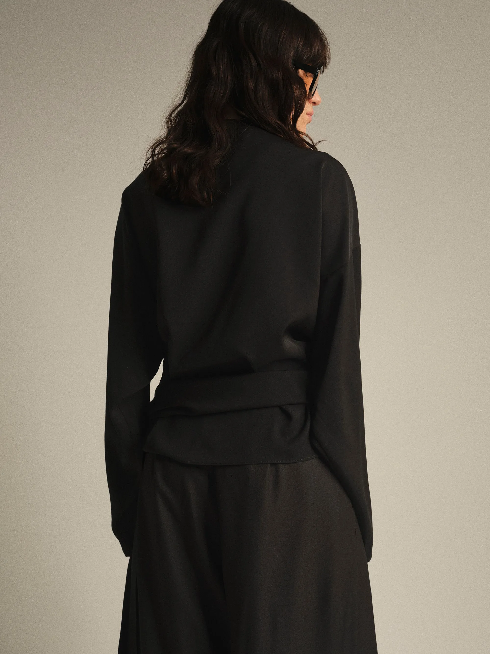 V-Neck Wrap Blouse, Black sold by Source Unknown product image thumbnail 4