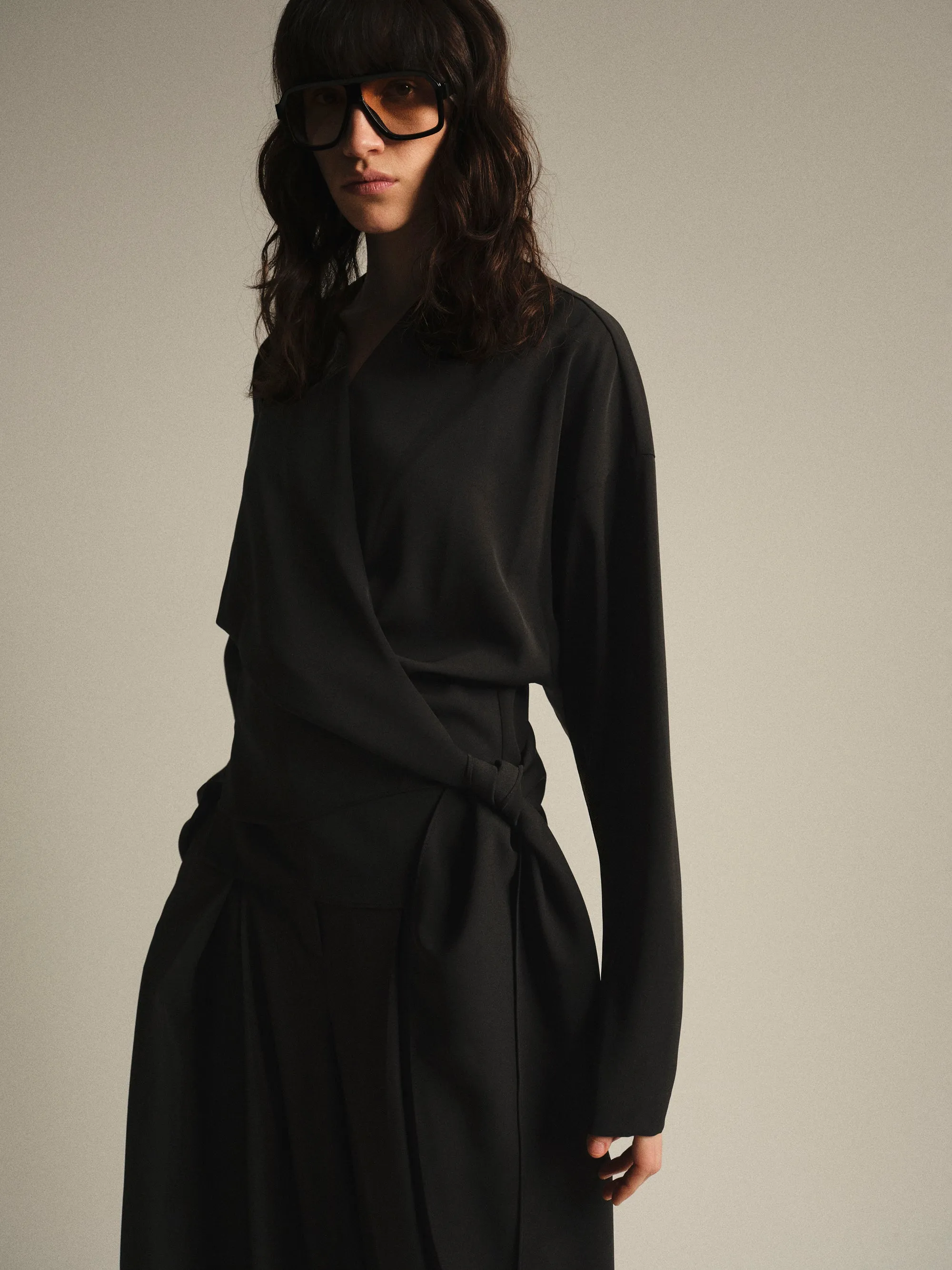 V-Neck Wrap Blouse, Black sold by Source Unknown product image thumbnail 2