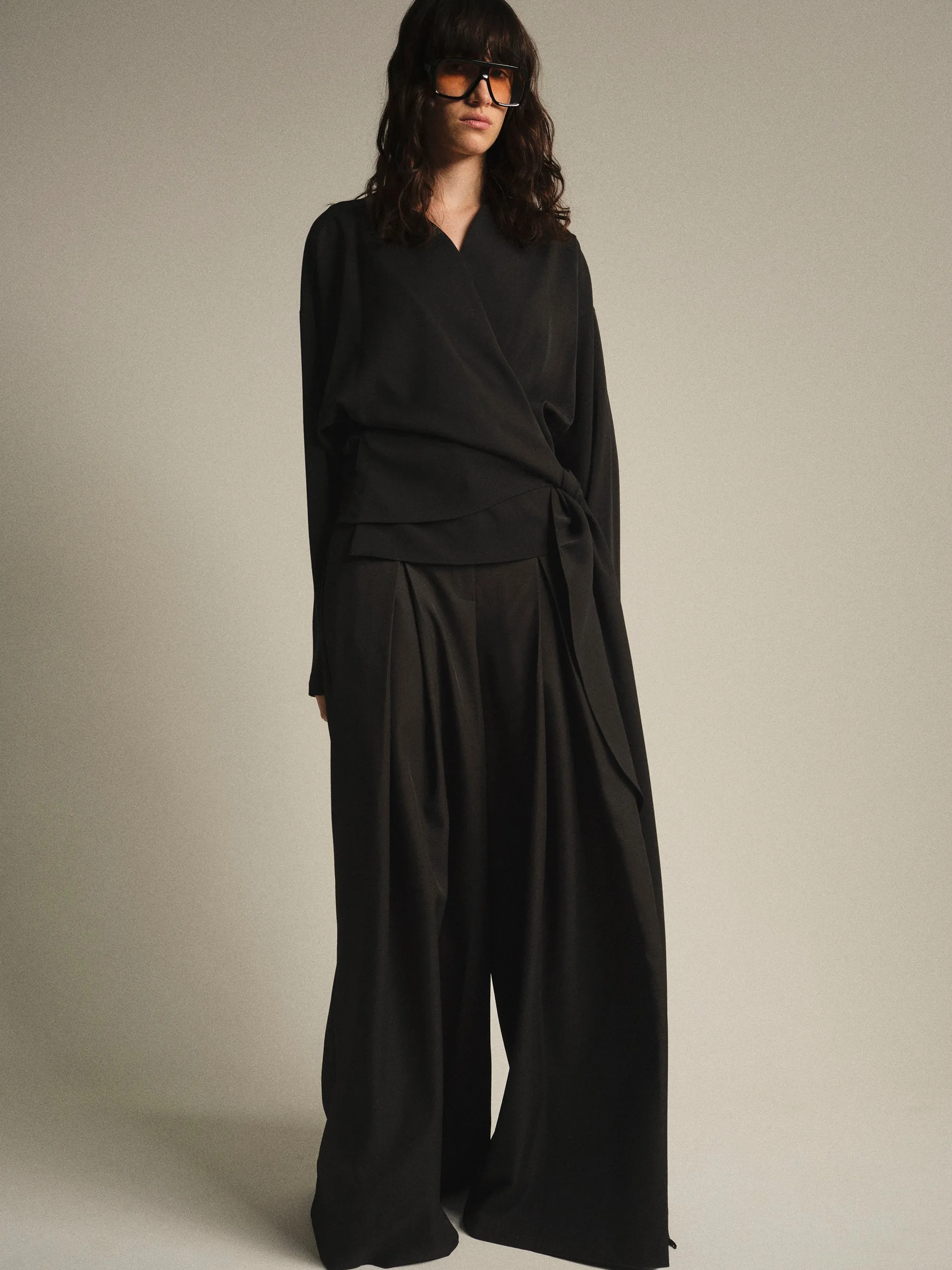 V-Neck Wrap Blouse, Black sold by Source Unknown product image thumbnail 3