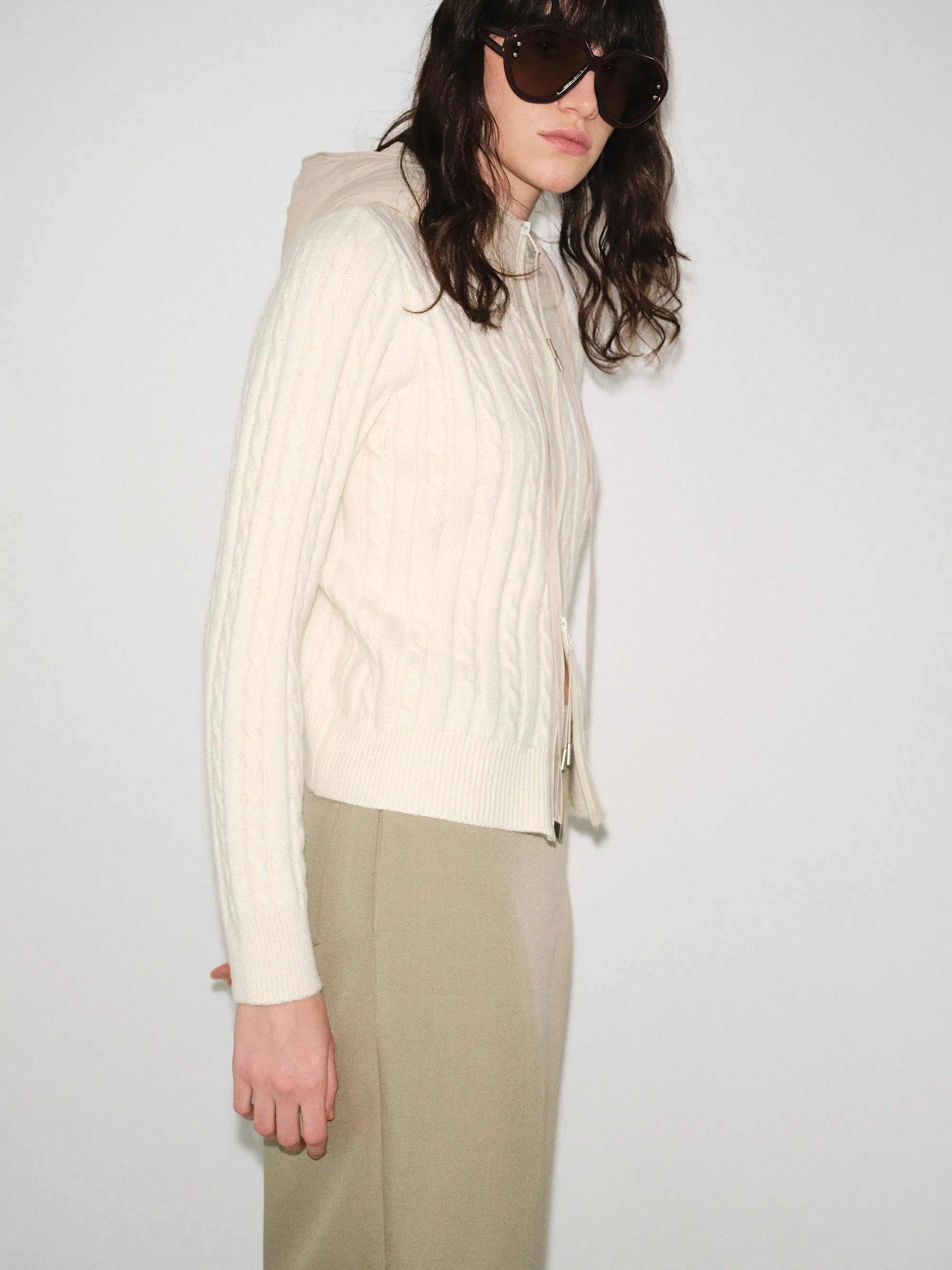 Quilted Hood Cardigan, Ivory sold by Source Unknown product image thumbnail 3