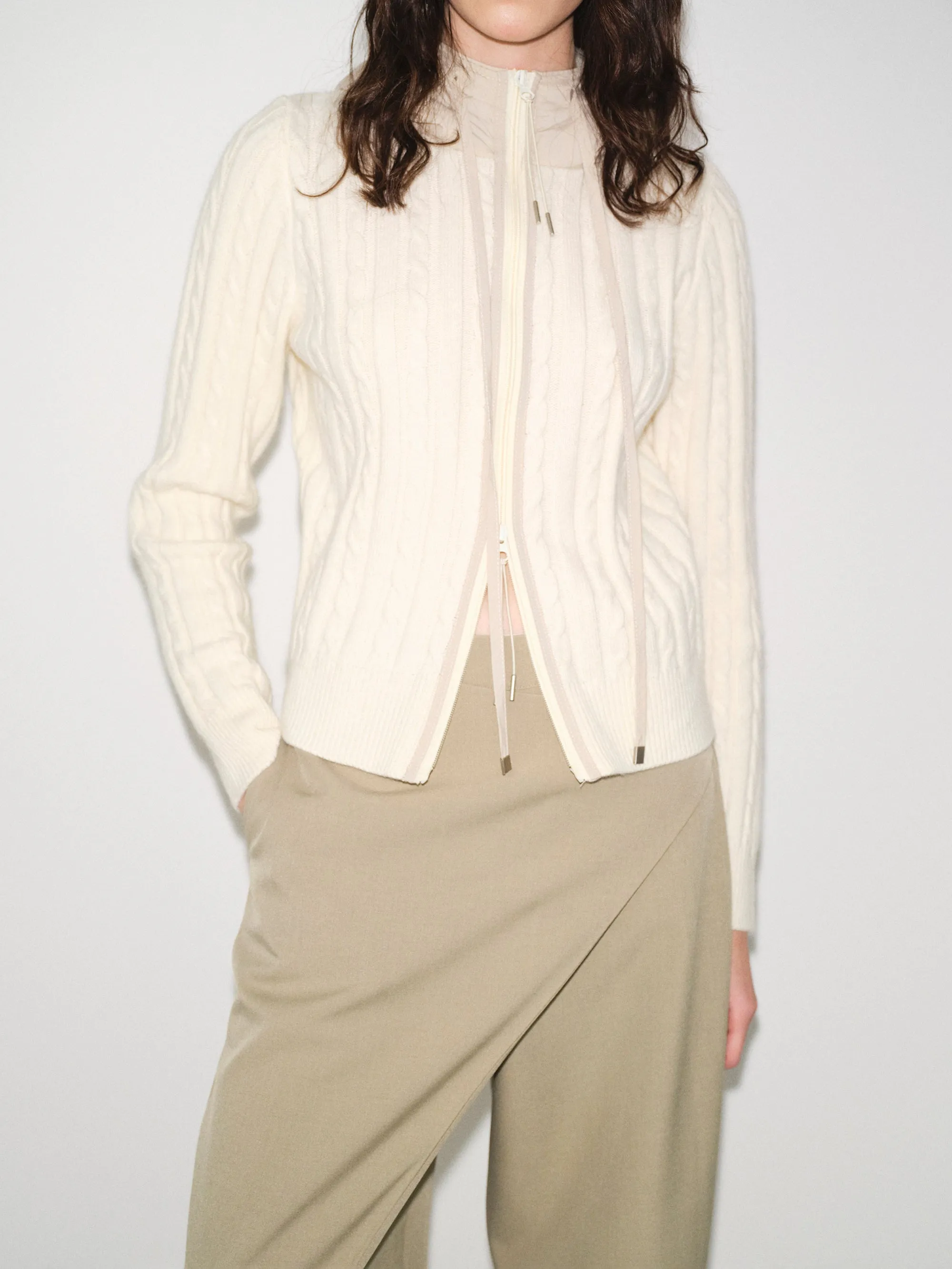 Quilted Hood Cardigan, Ivory sold by Source Unknown product image thumbnail 2