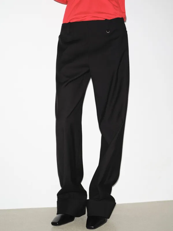 Cuffed Tailored Trousers, Black made by Source Unknown