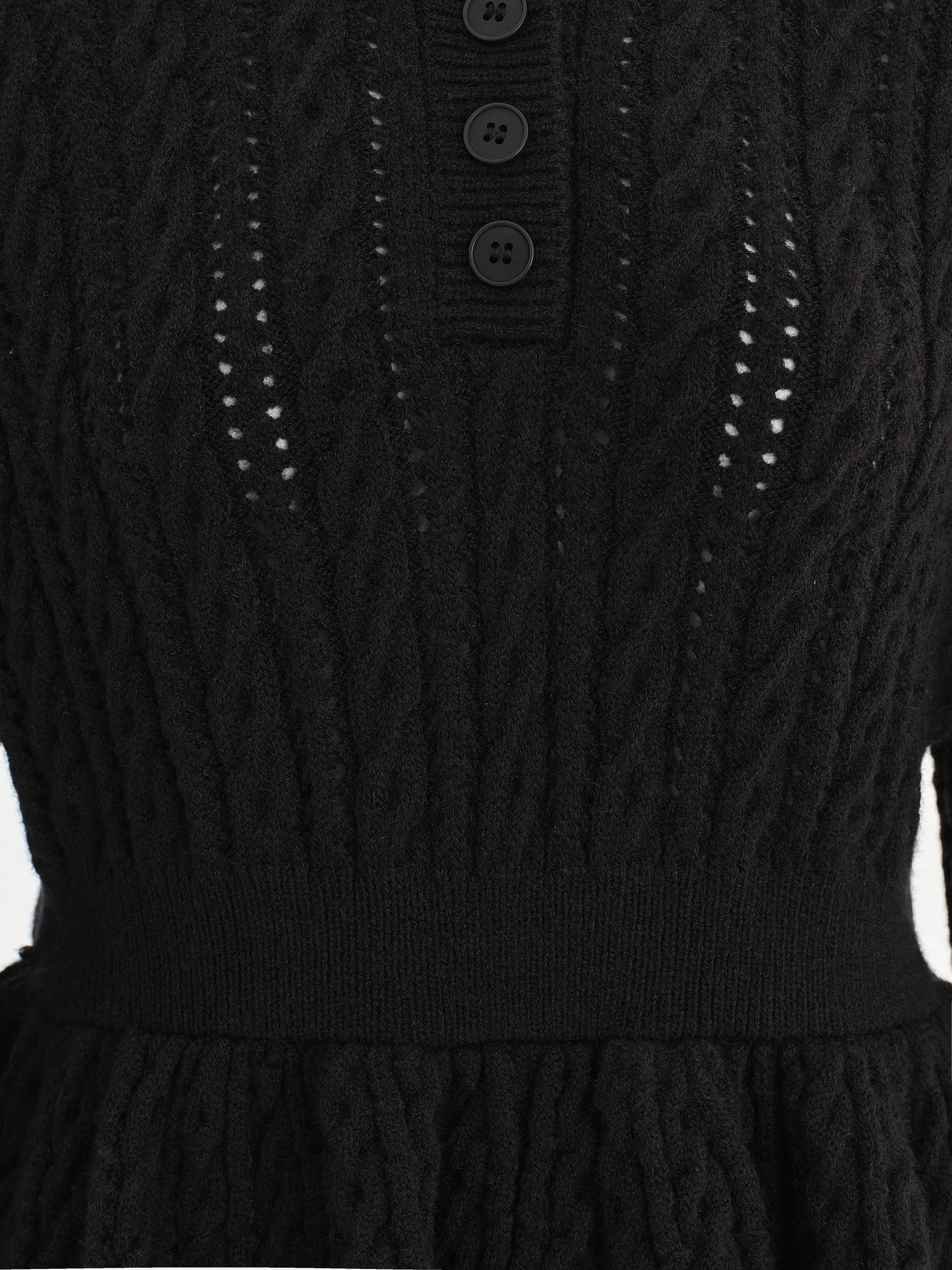 Cable Knit Peplum Sweater, Black sold by Source Unknown product image thumbnail 2