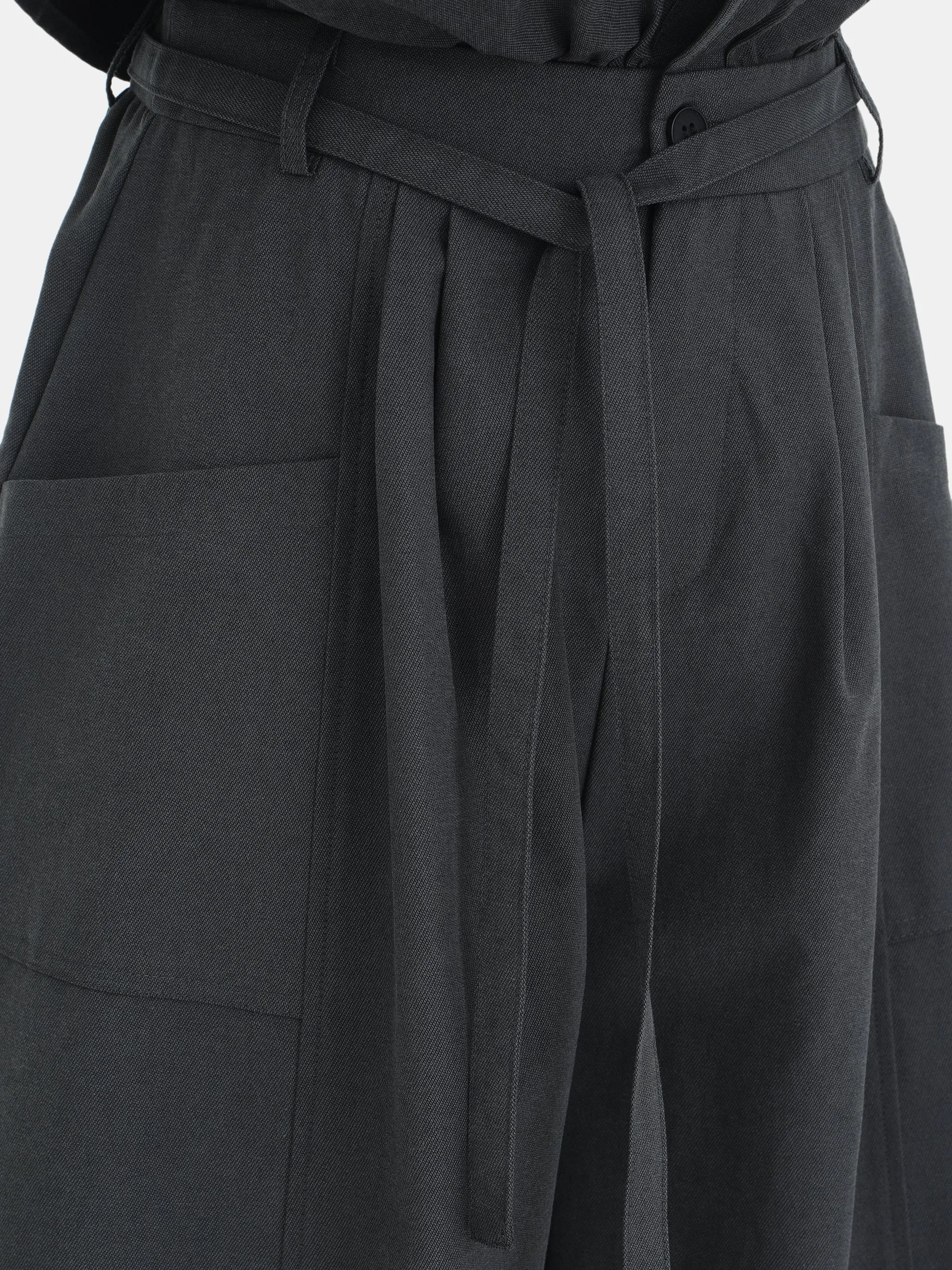 Foldover Wide-Leg Pants, Charcoal sold by Source Unknown product image thumbnail 2
