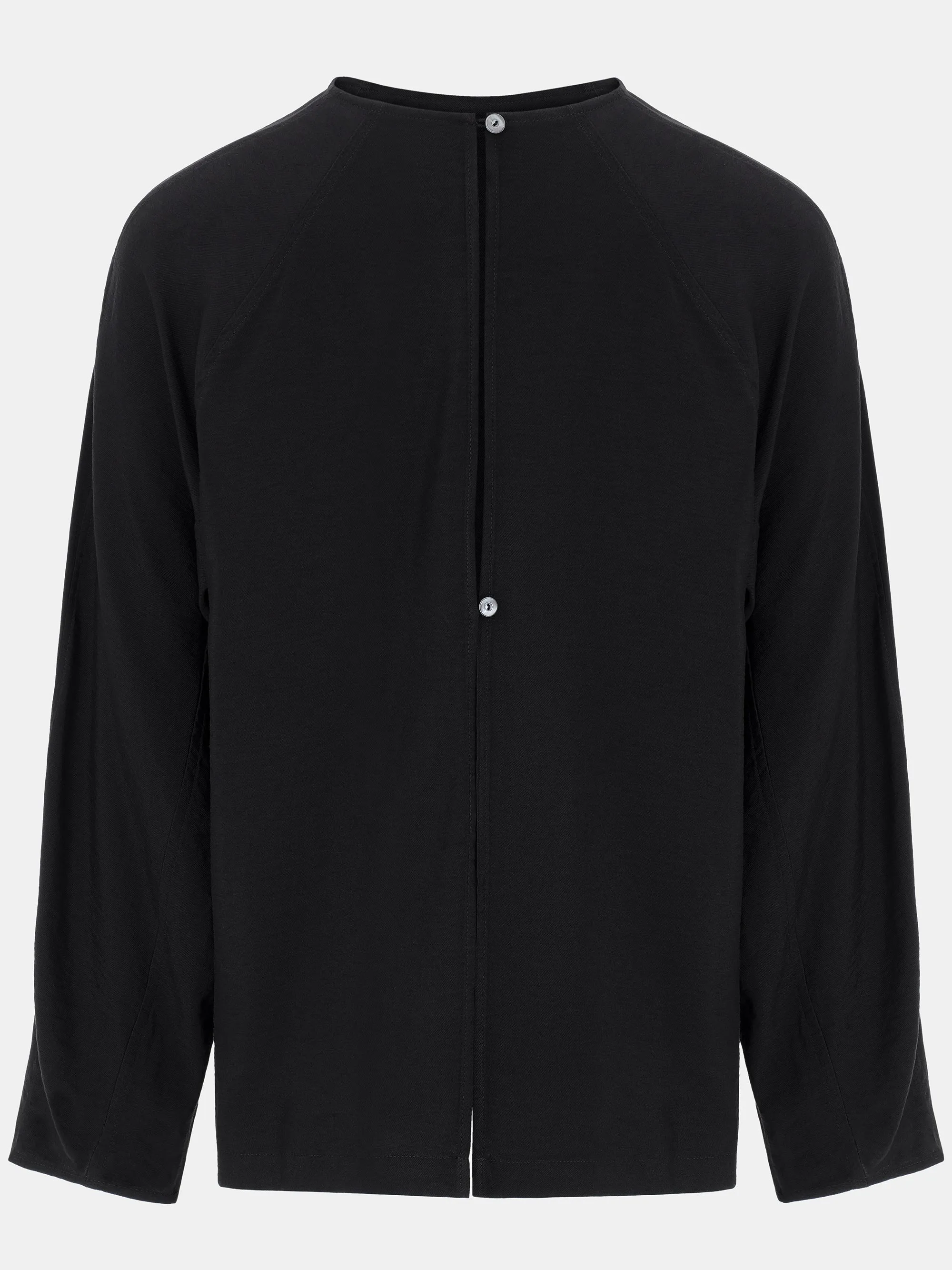 Front-slit Crepe Blouse, Black sold by Source Unknown