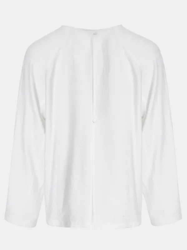 Front-slit Crepe Blouse, Ivory sold by Source Unknown