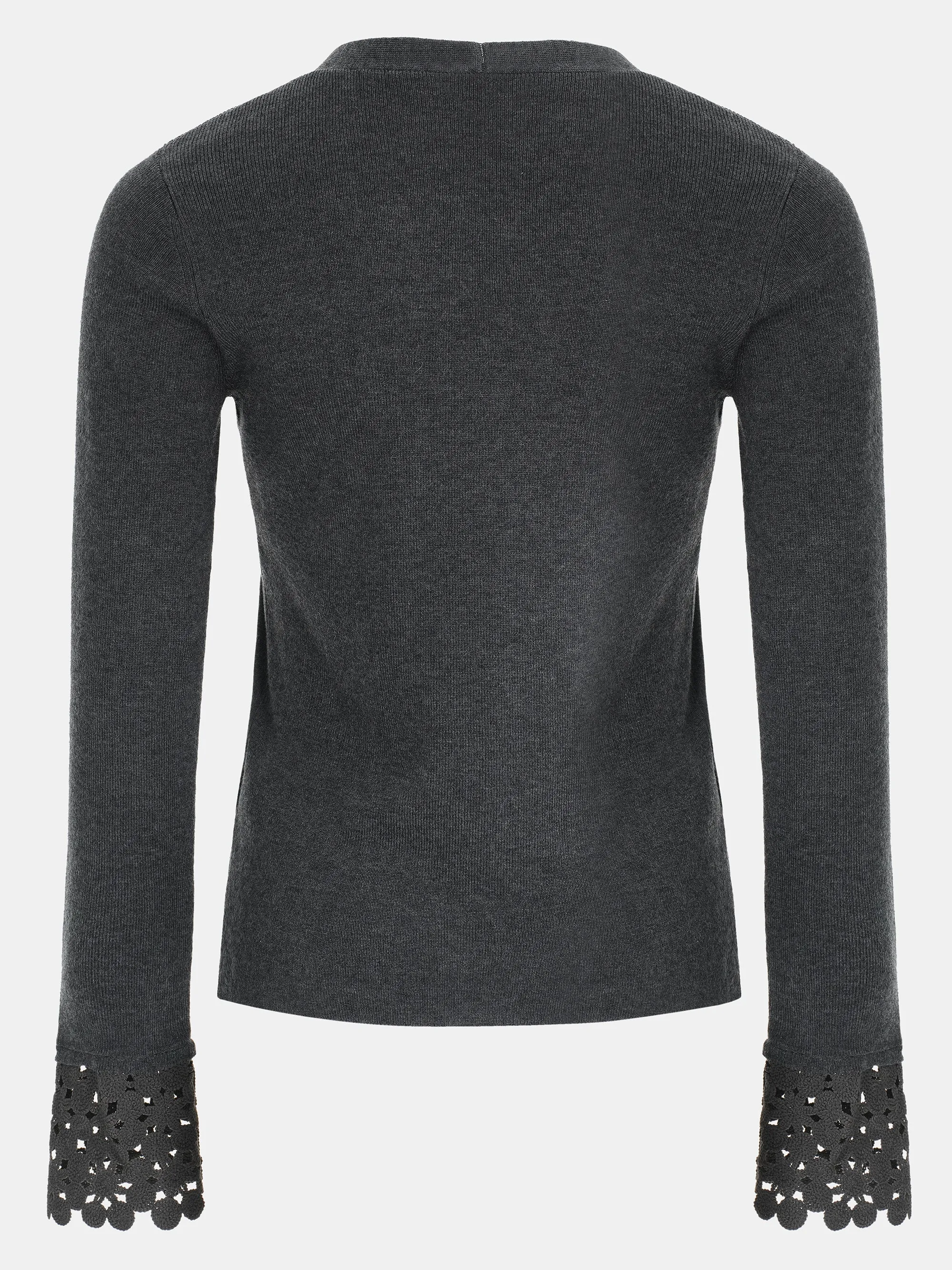 Crochet Cuff V-Neck Knit Top, Charcoal sold by Source Unknown product image thumbnail 3