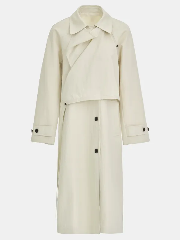 Scarf Panel Trench Coat, Ivory sold by Source Unknown