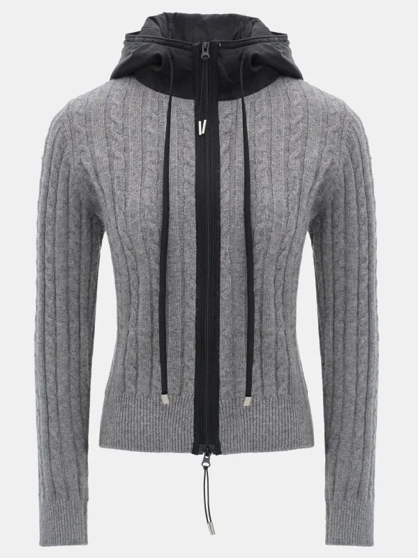 Quilted Hood Cardigan, Grey sold by Source Unknown