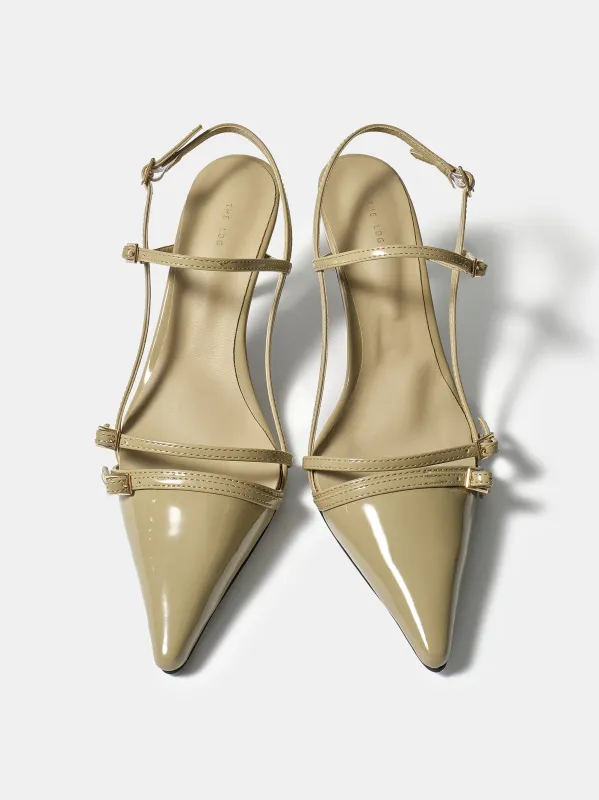 Patent Slingback Stiletto Heels, Beige made by Source Unknown