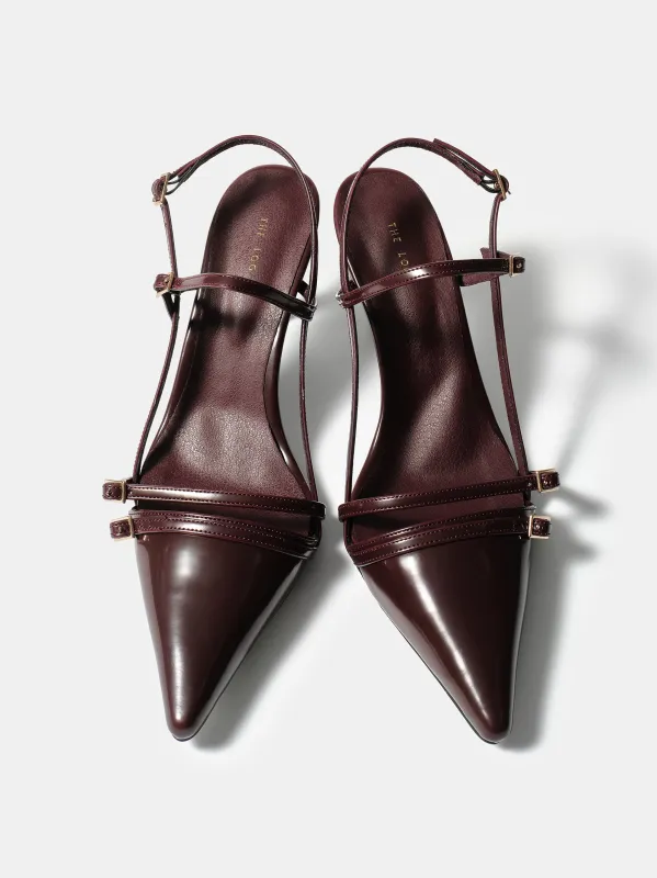 Patent Slingback Stiletto Heels, Wine made by Source Unknown