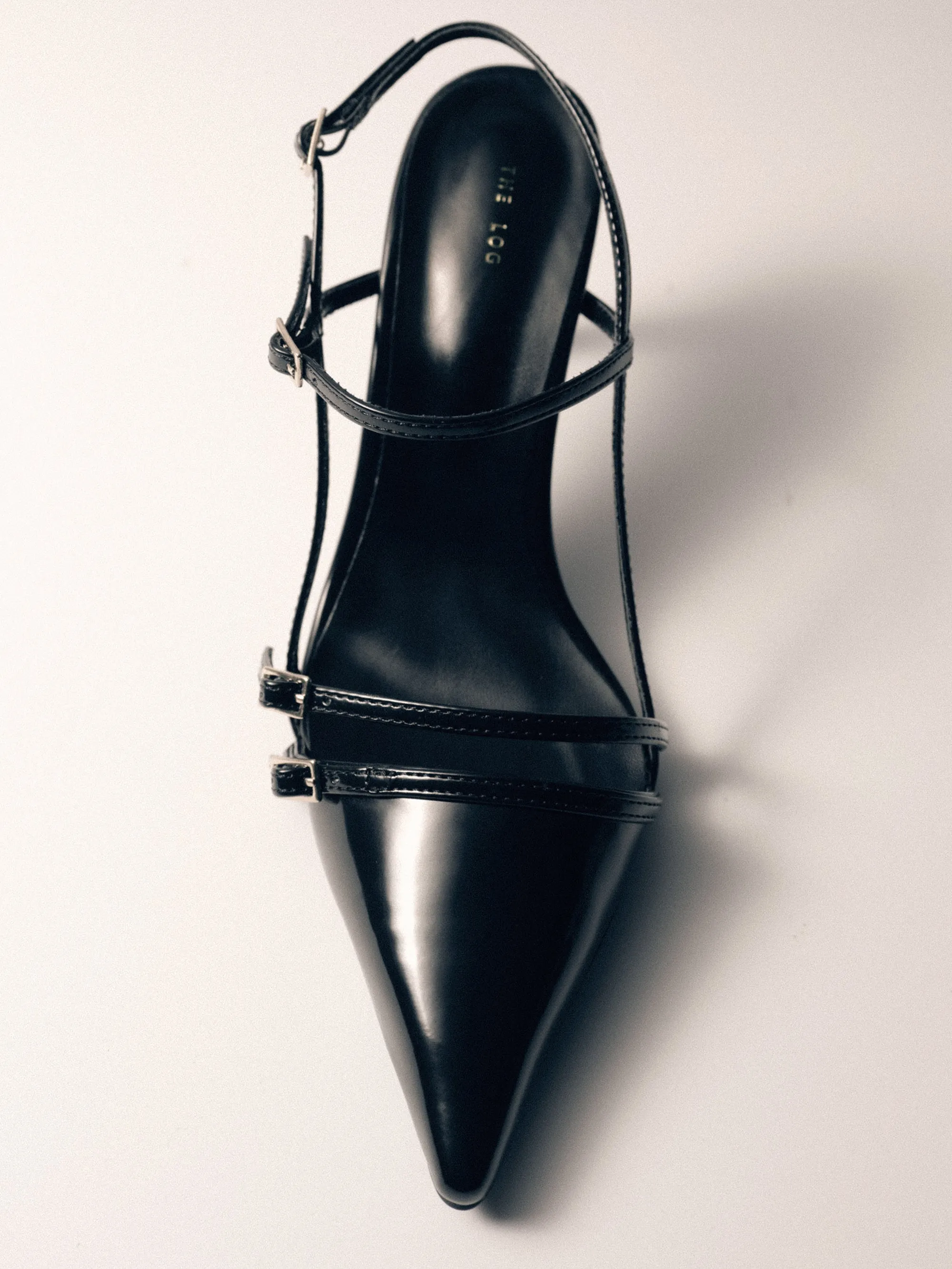 Patent Slingback Stiletto Heels, Black sold by Source Unknown