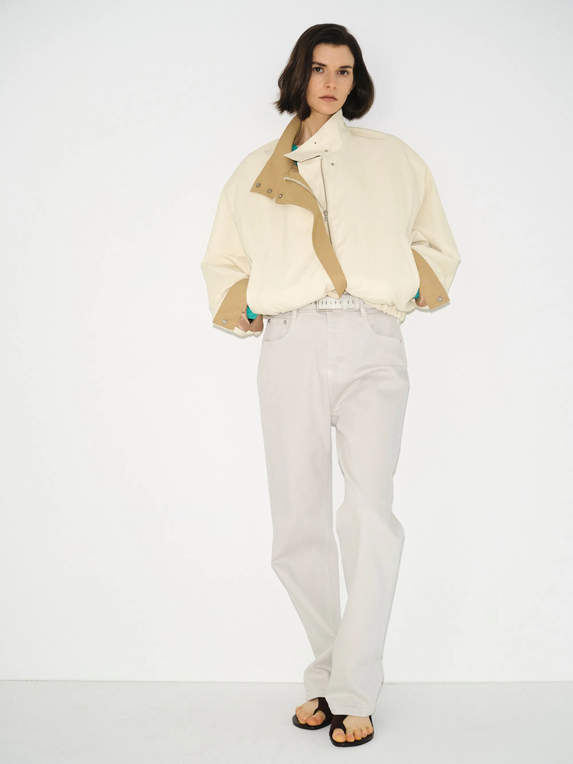 Belted Straight-Leg Jeans, Faded Grey sold by Source Unknown product image thumbnail 3