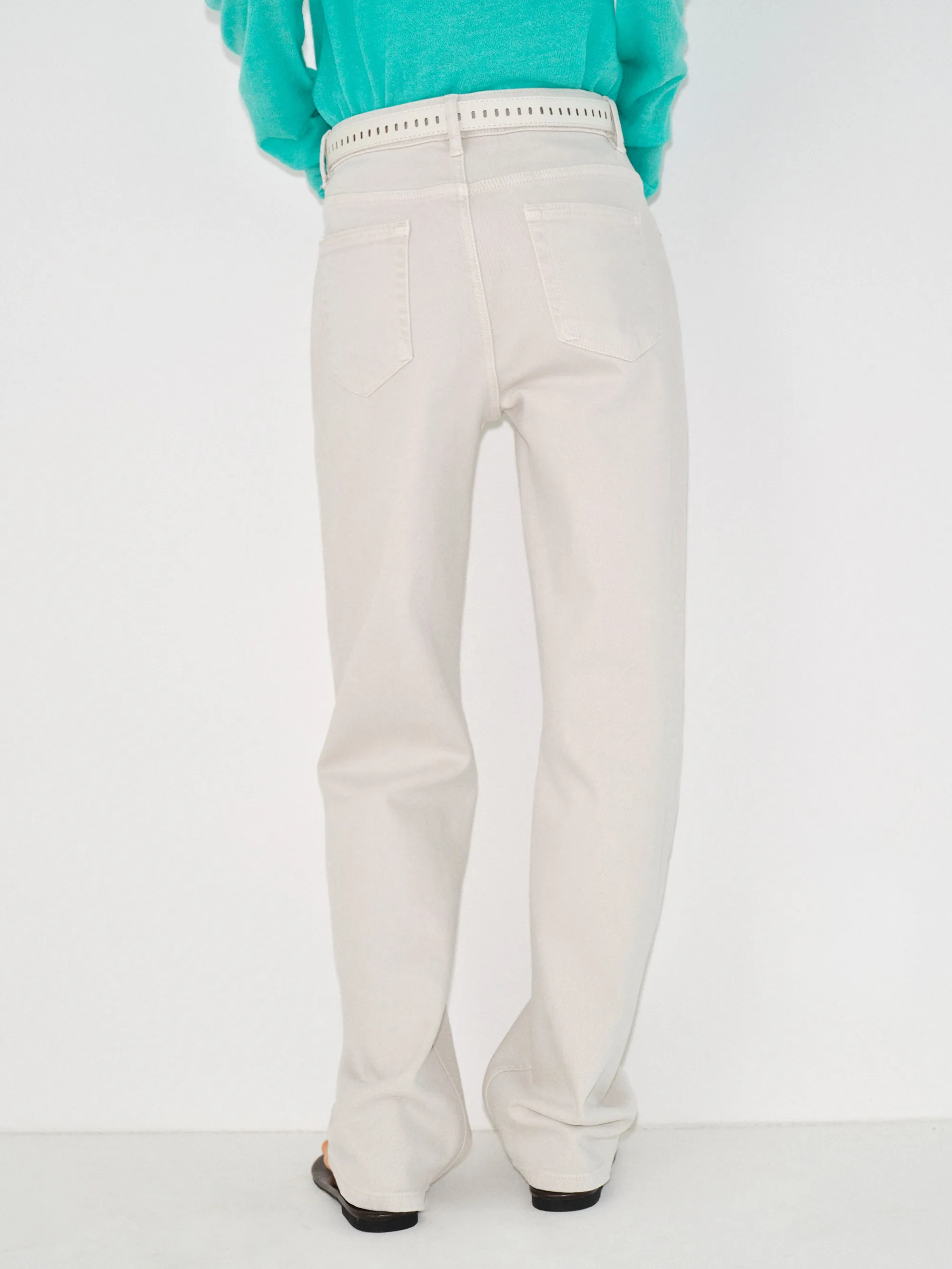 Belted Straight-Leg Jeans, Faded Grey sold by Source Unknown product image thumbnail 5