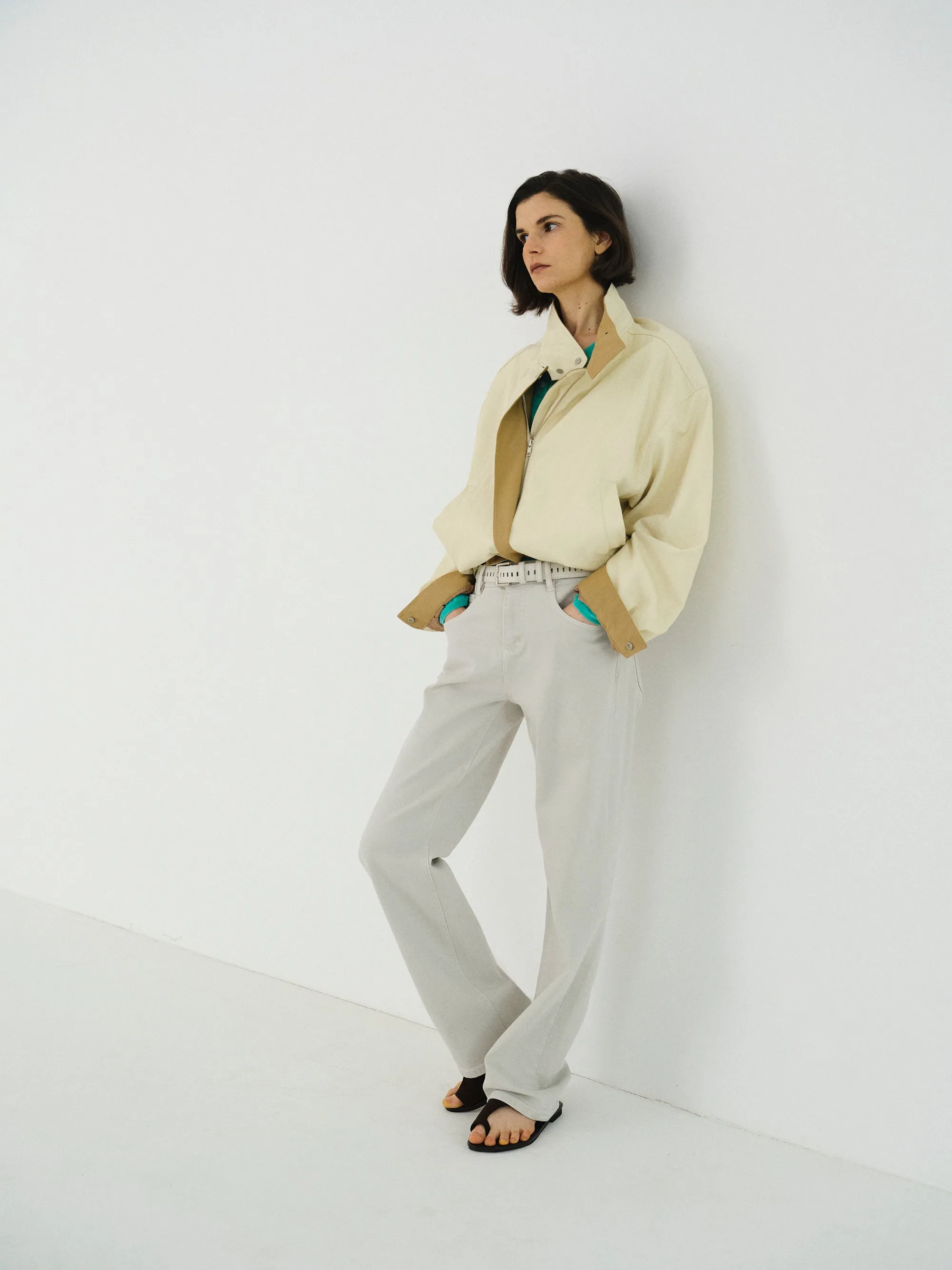 Belted Straight-Leg Jeans, Faded Grey sold by Source Unknown product image thumbnail 4