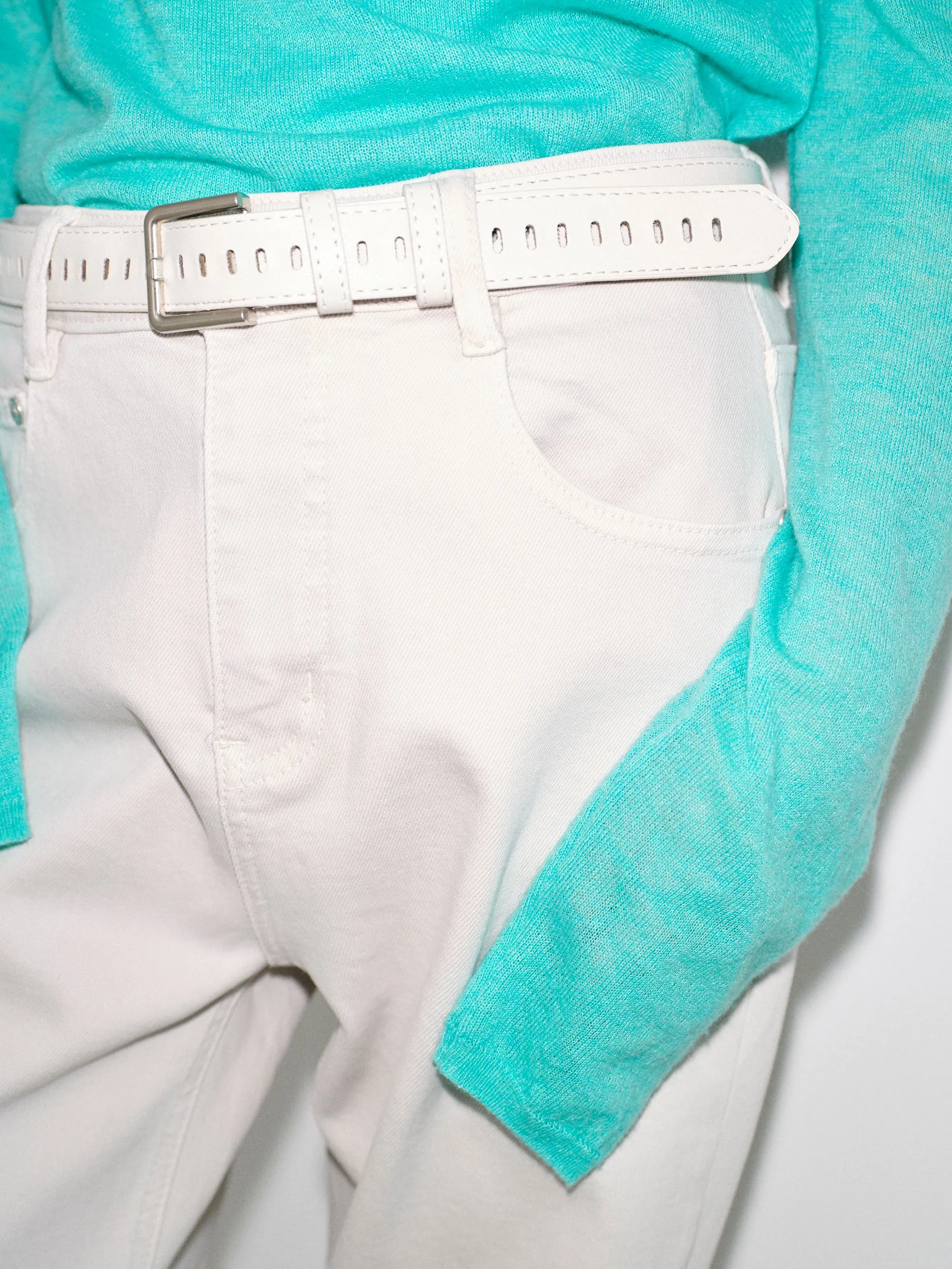 Belted Straight-Leg Jeans, Faded Grey sold by Source Unknown product image thumbnail 2