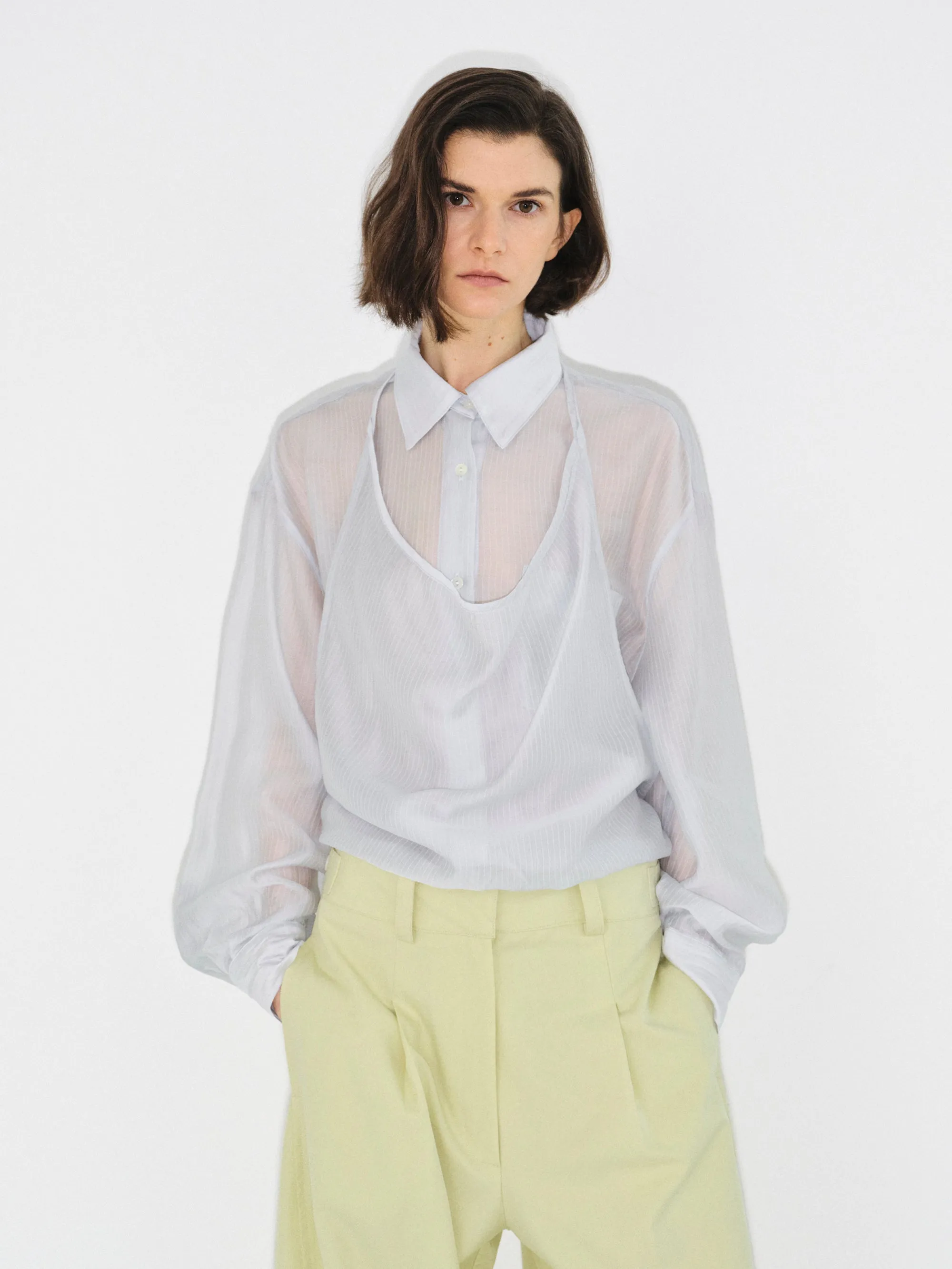 Layered Striped Shirt, Pale Blue sold by Source Unknown