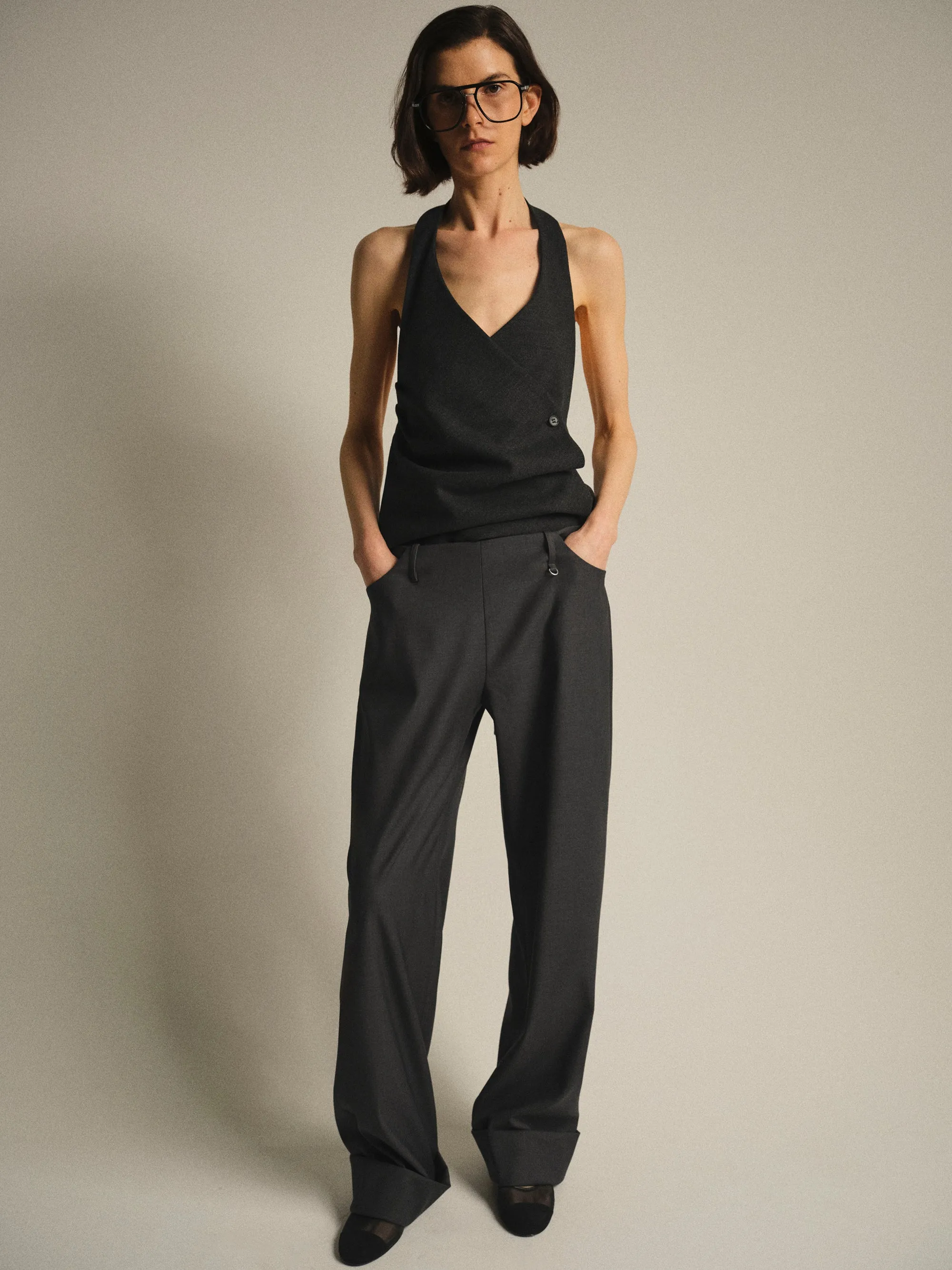 Cuffed Tailored Trousers, Charcoal sold by Source Unknown product image thumbnail 2