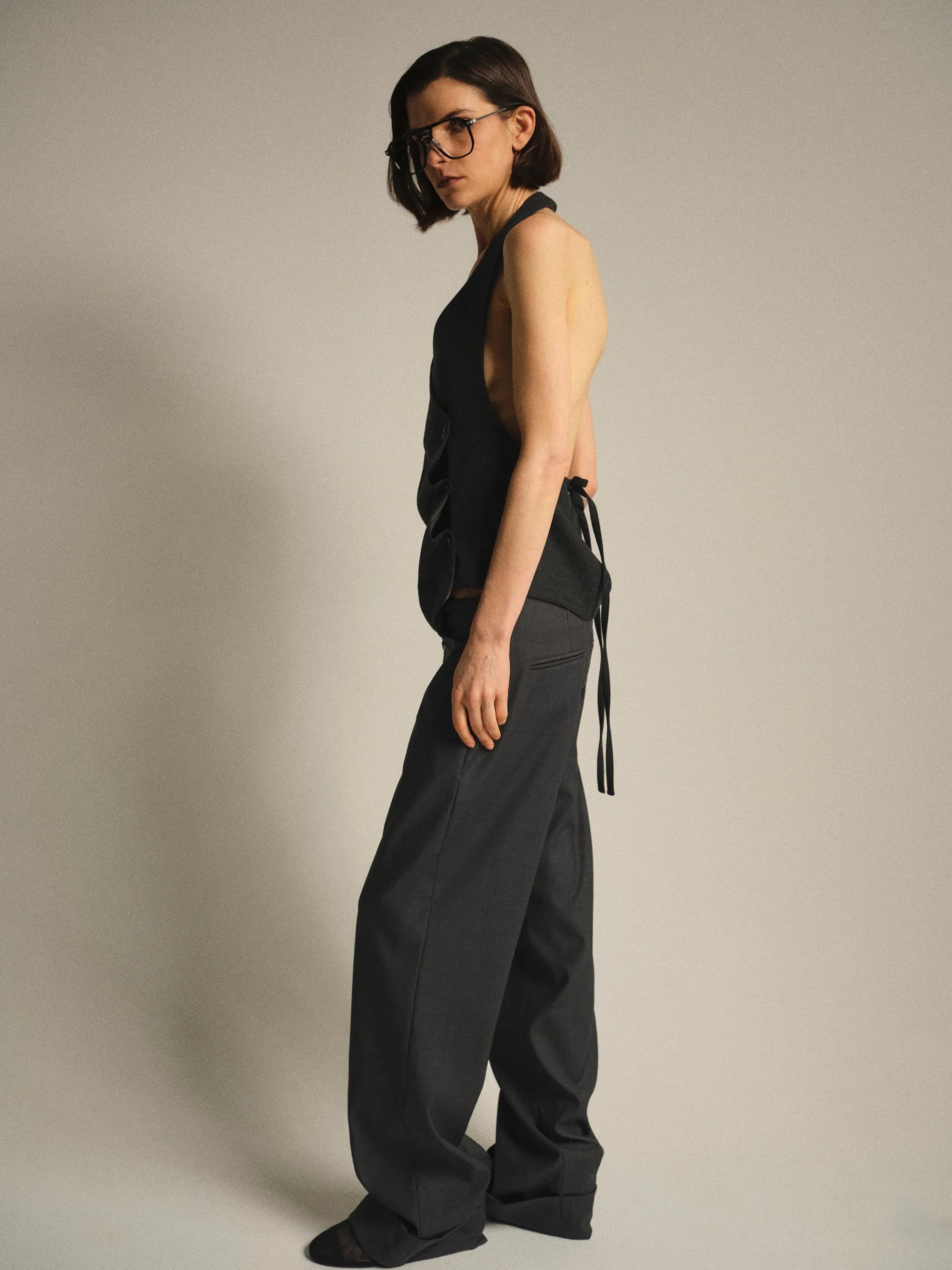Cuffed Tailored Trousers, Charcoal sold by Source Unknown product image thumbnail 4