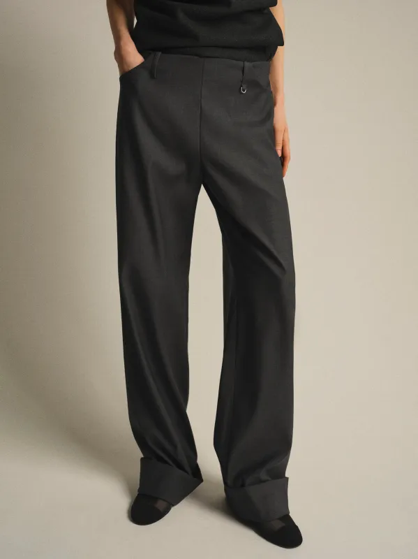 Cuffed Tailored Trousers, Charcoal made by Source Unknown