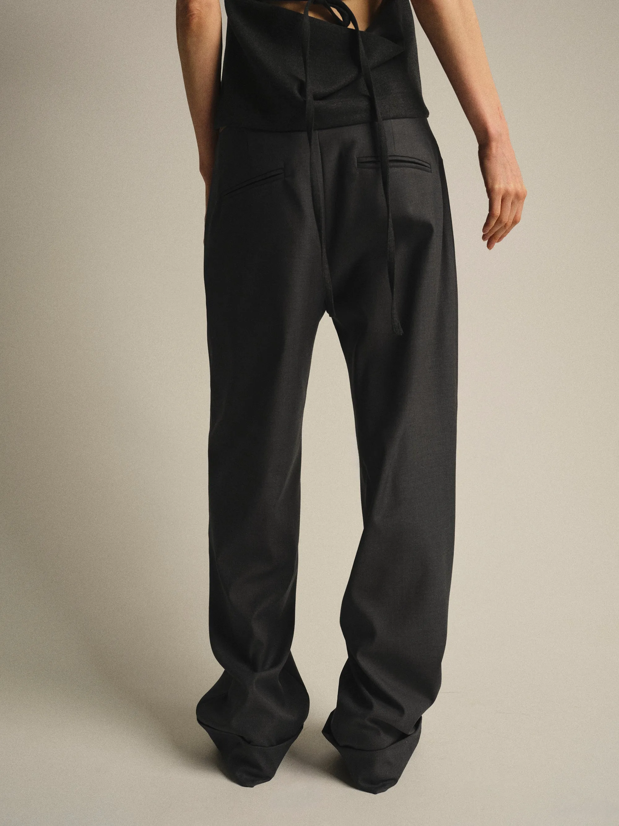 Cuffed Tailored Trousers, Charcoal sold by Source Unknown product image thumbnail 5