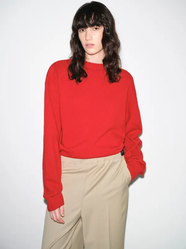 Wide-Shoulder Knit Sweater, Red sold by Source Unknown