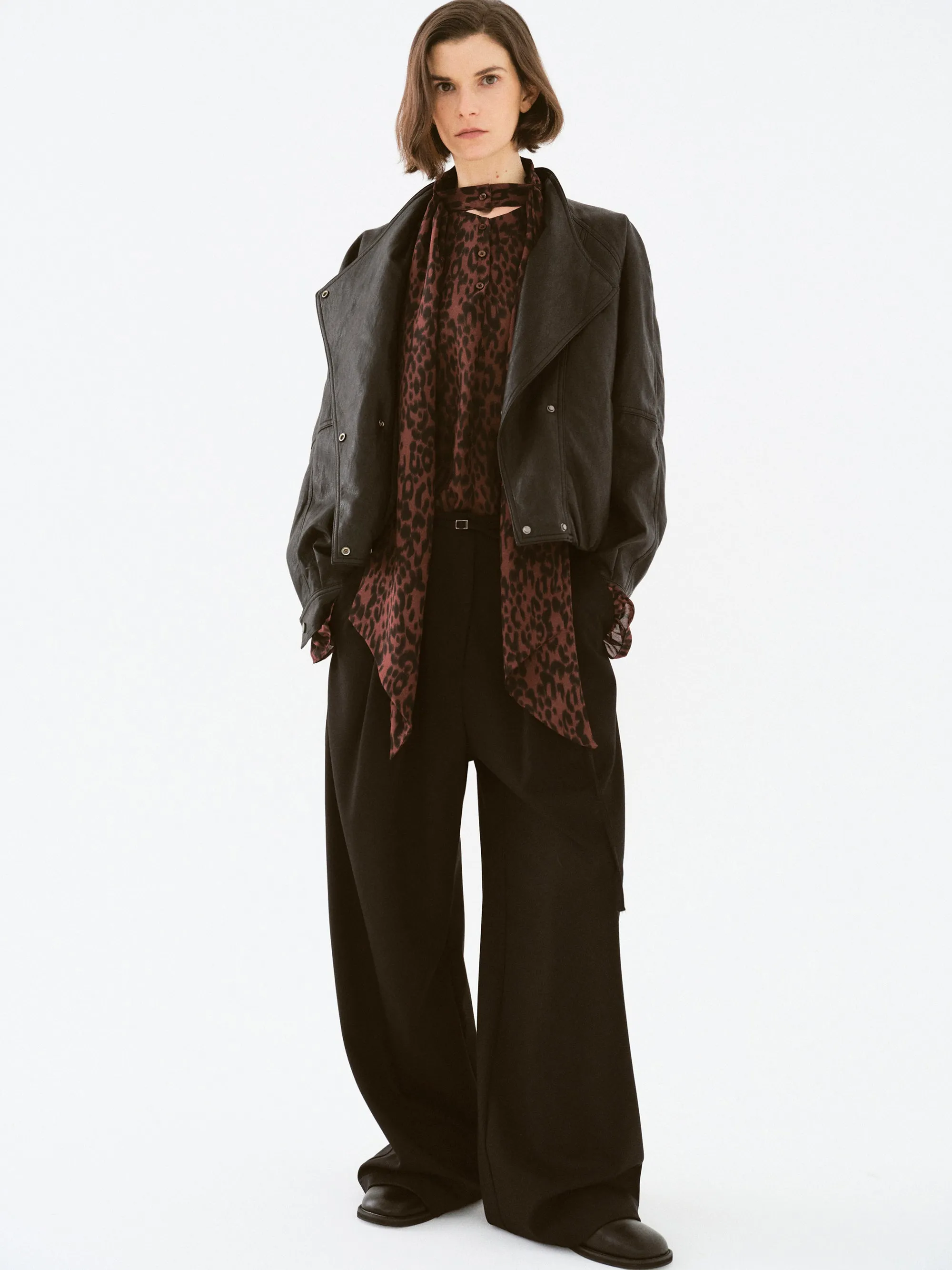 Semi-Sheer Tie Blouse, Leopard sold by Source Unknown product image thumbnail 5