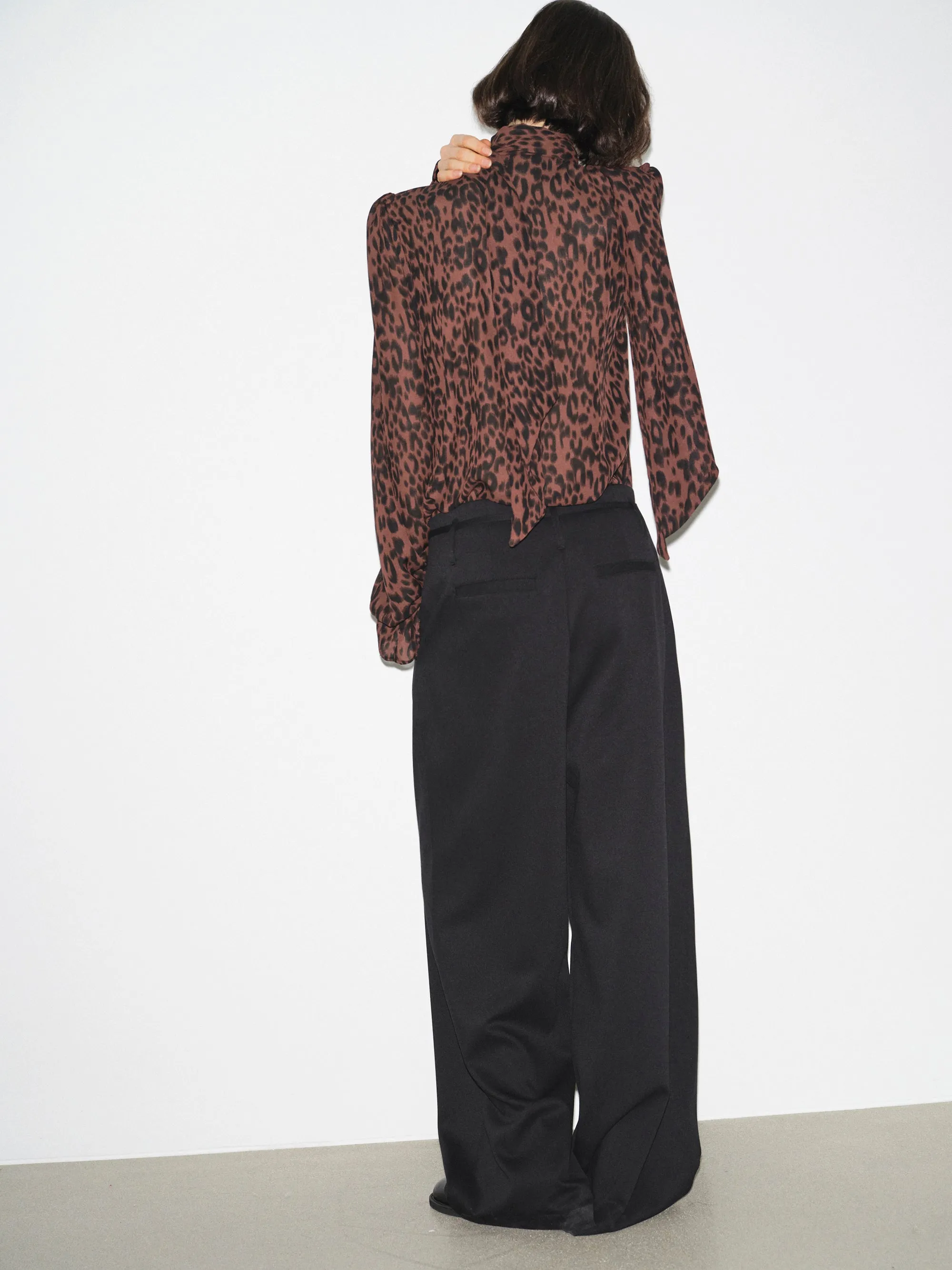 Semi-Sheer Tie Blouse, Leopard sold by Source Unknown product image thumbnail 4