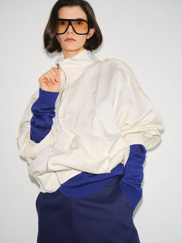 Creased-Effect Zip Jacket, Ivory sold by Source Unknown