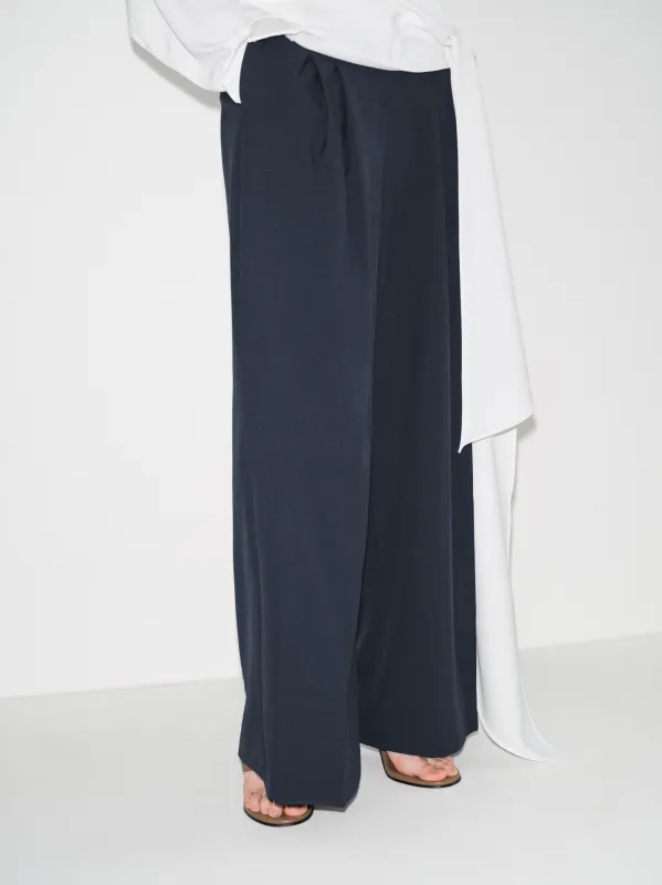 Double Pleated Wide-Leg Trousers, Navy sold by Source Unknown