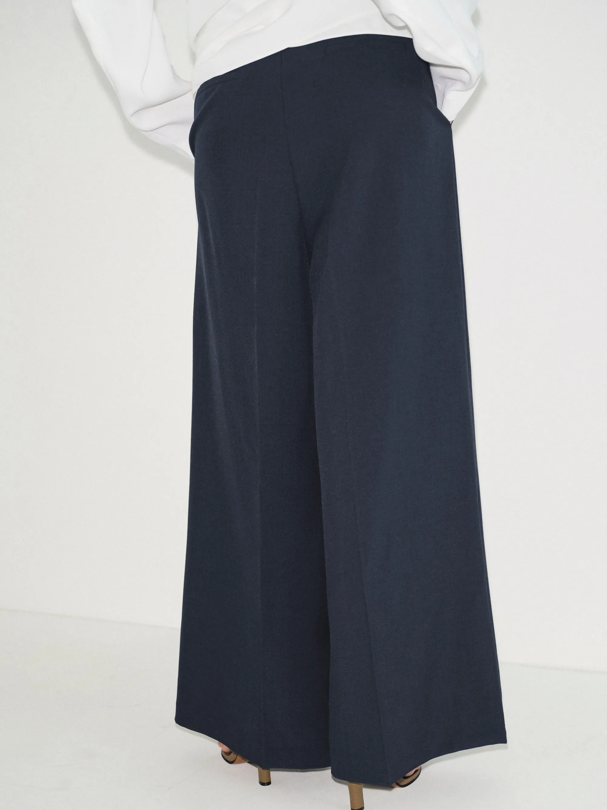 Double Pleated Wide-Leg Trousers, Navy sold by Source Unknown product image thumbnail 4