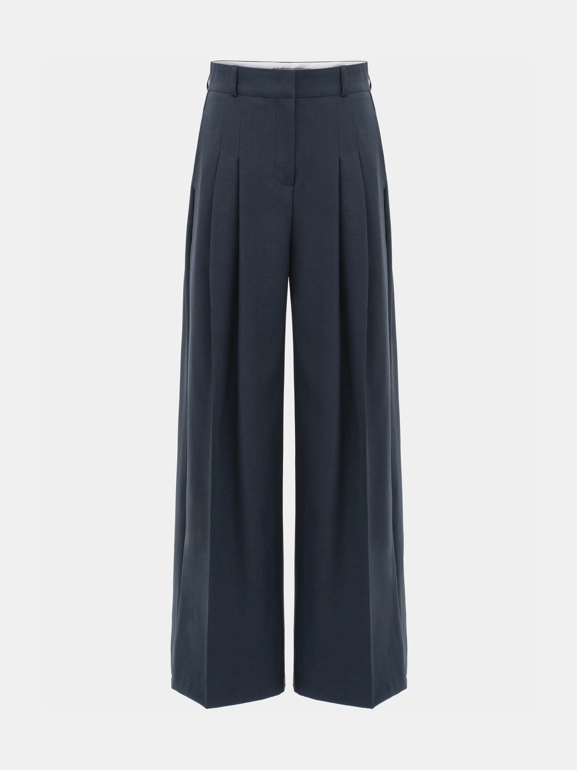 Double Pleated Wide-Leg Trousers, Navy sold by Source Unknown product image thumbnail 5