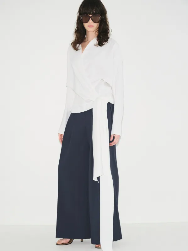 V-Neck Wrap Blouse, White made by Source Unknown