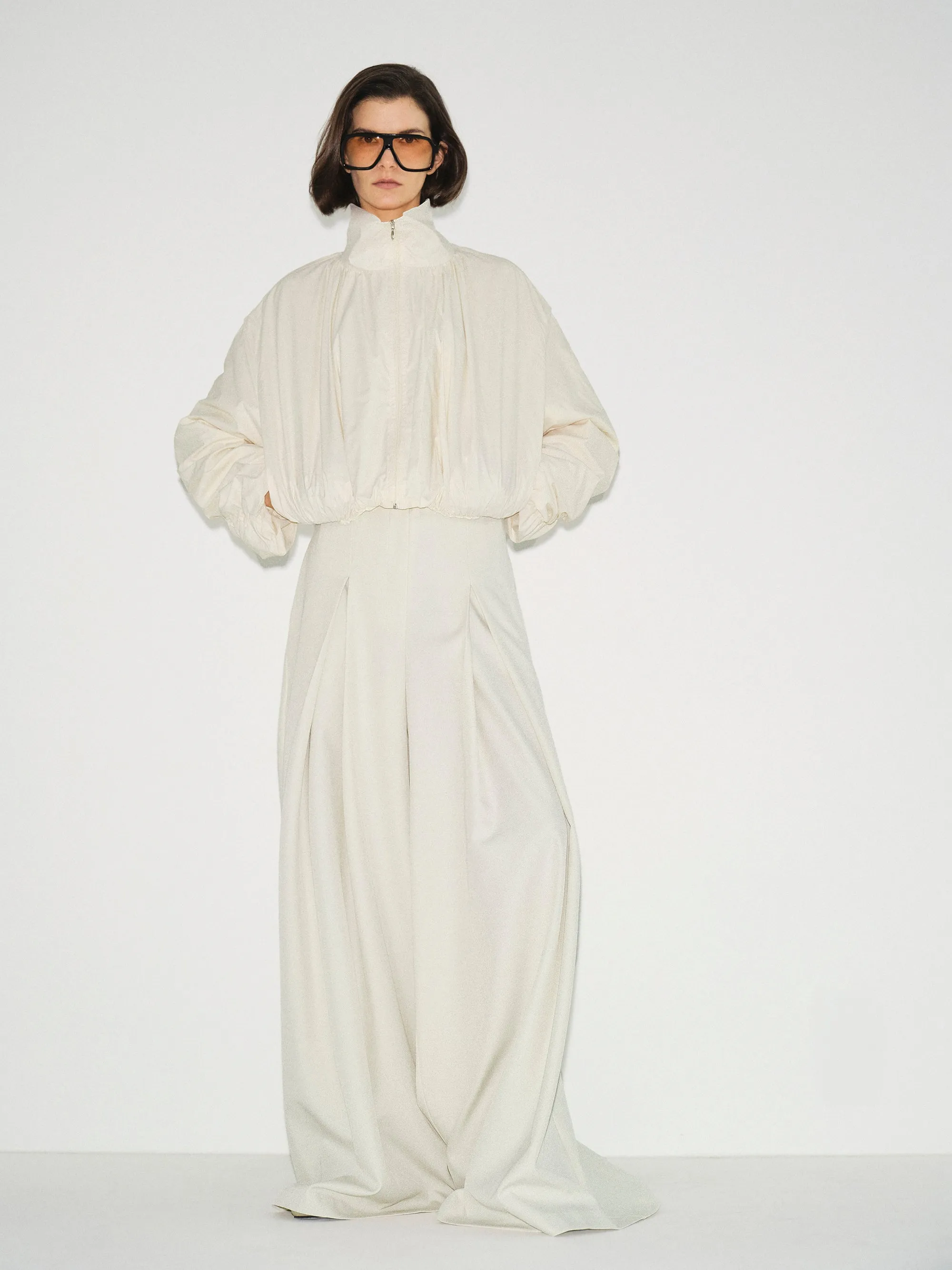 Shirred-Back Blouson Jacket, Cream sold by Source Unknown product image thumbnail 4