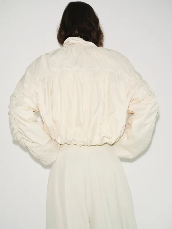 Shirred-Back Blouson Jacket, Cream sold by Source Unknown