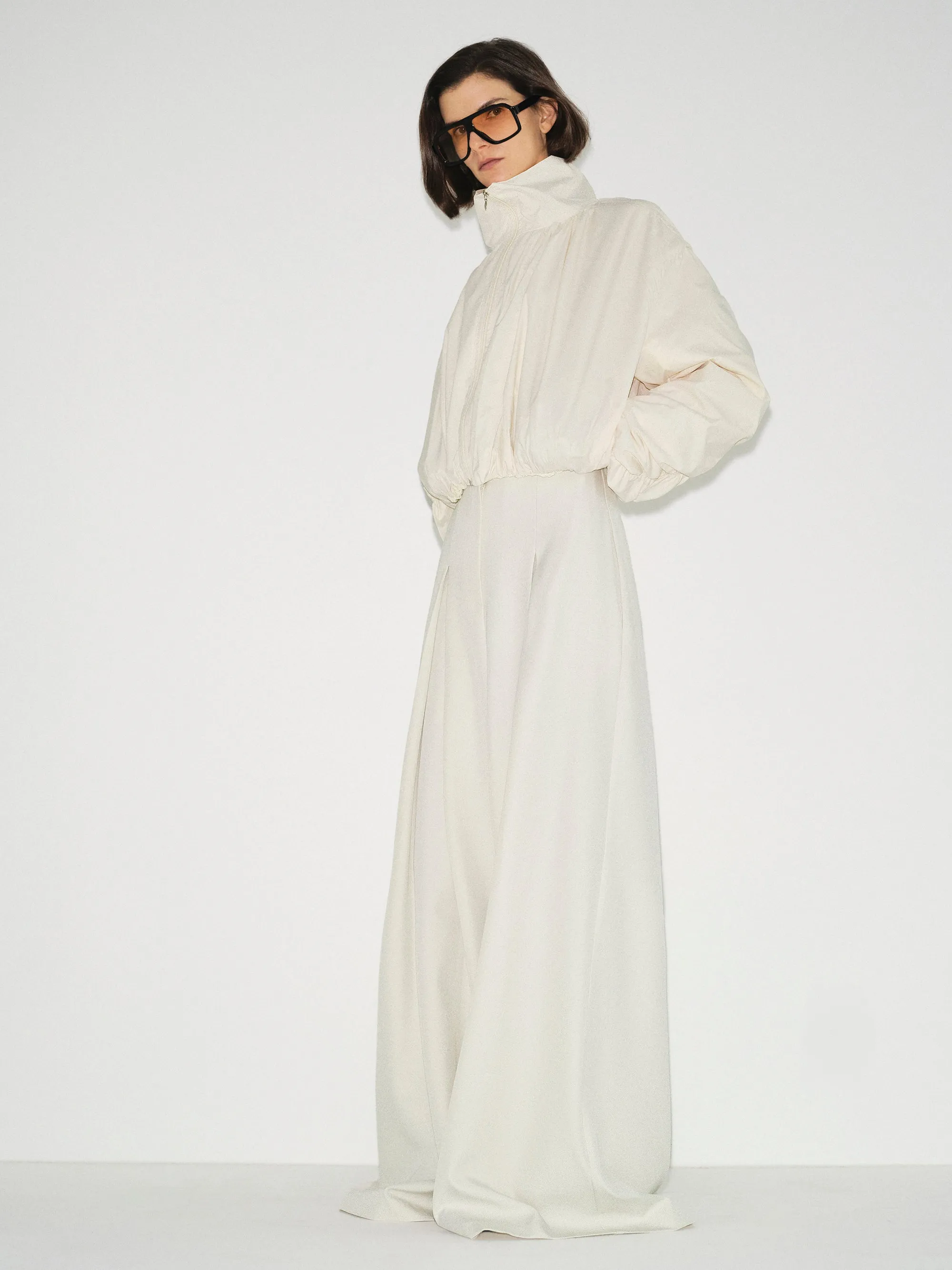 Shirred-Back Blouson Jacket, Cream sold by Source Unknown product image thumbnail 2