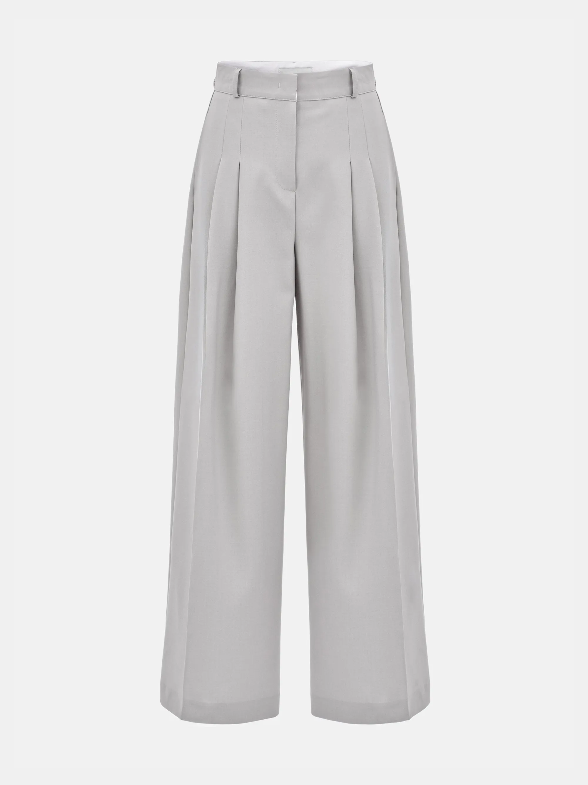 Double Pleated Wide-Leg Trousers, Grey sold by Source Unknown product image thumbnail 5