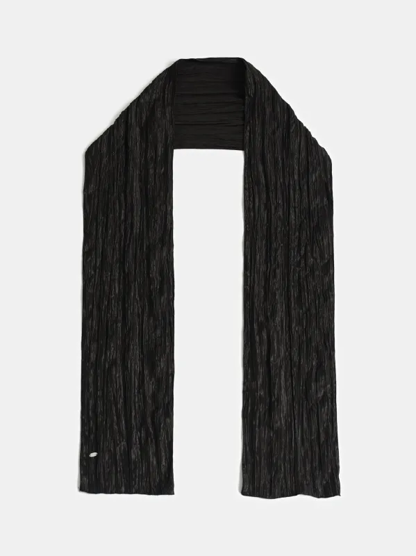 Pleated Scarf, Black made by Source Unknown