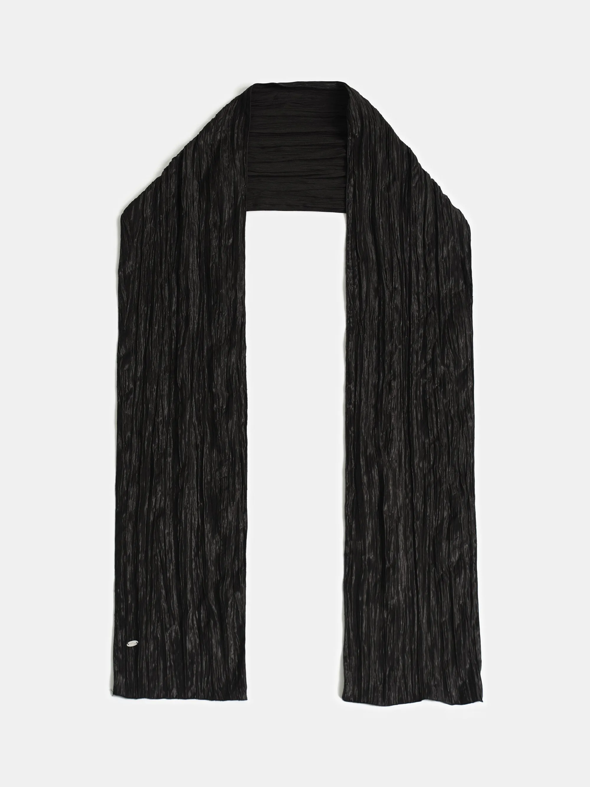 Pleated Scarf, Black sold by Source Unknown