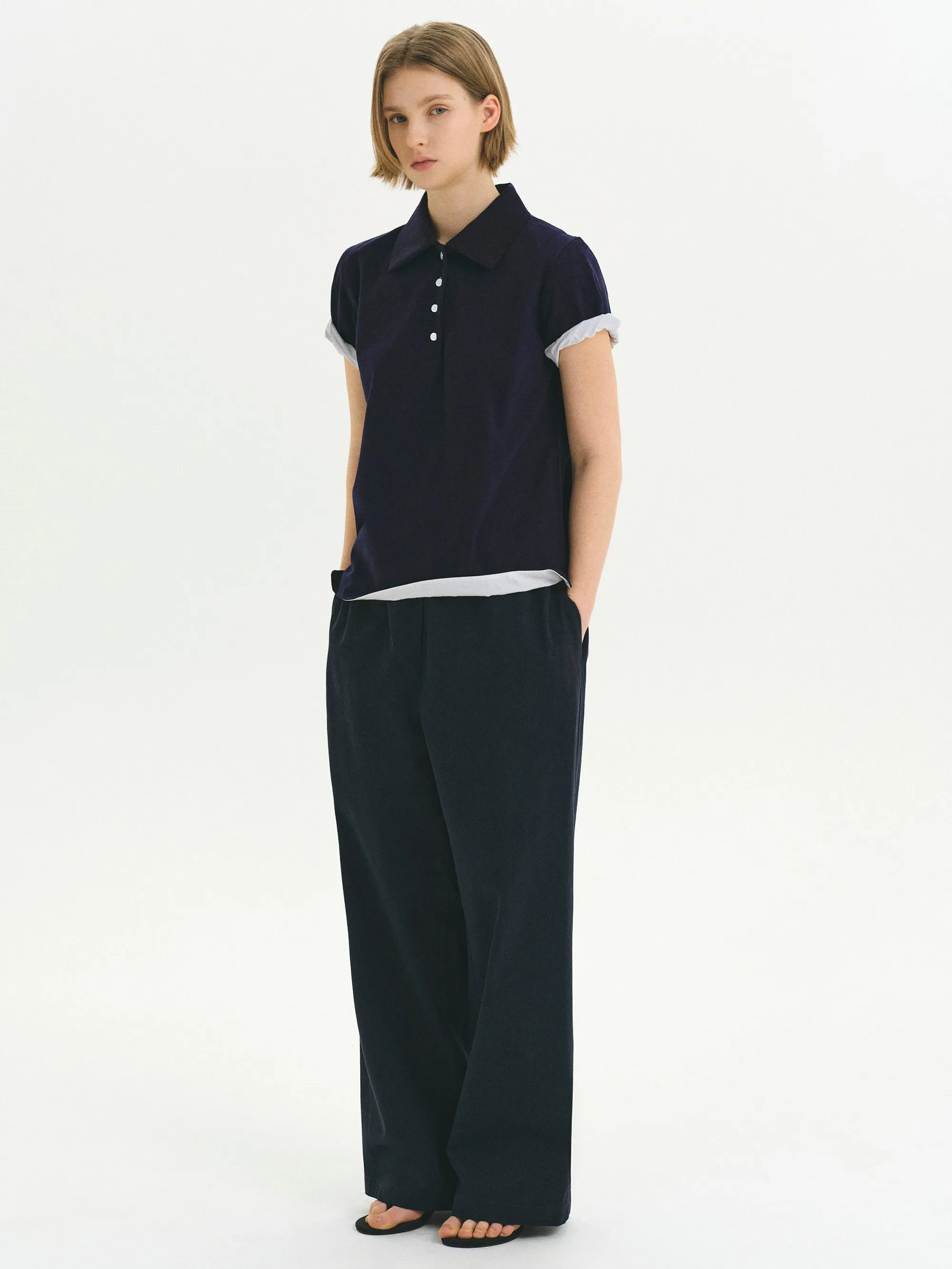 Elasticated Cotton Pants, Navy sold by Source Unknown product image thumbnail 2