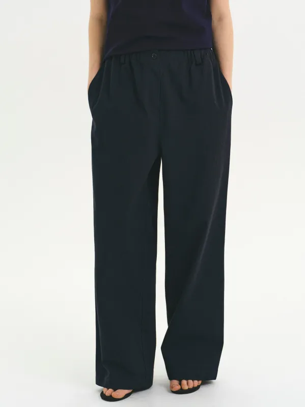 Elasticated Cotton Pants, Navy sold by Source Unknown