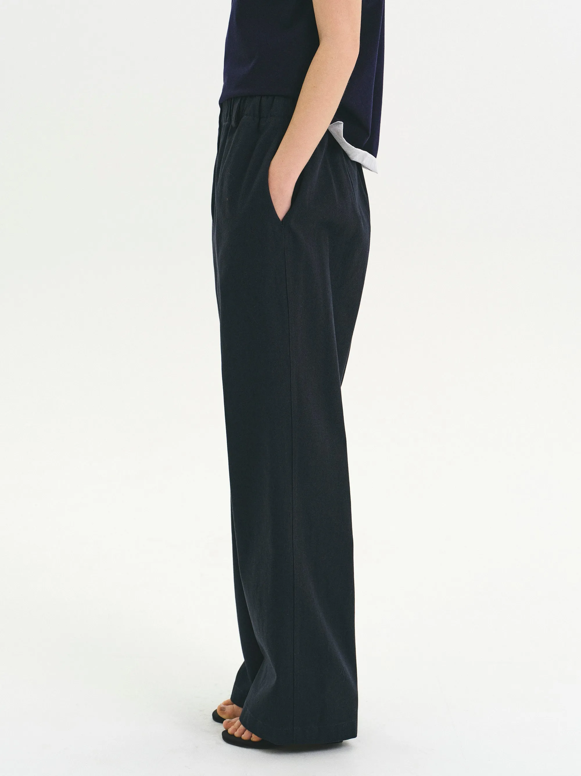 Elasticated Cotton Pants, Navy sold by Source Unknown product image thumbnail 3
