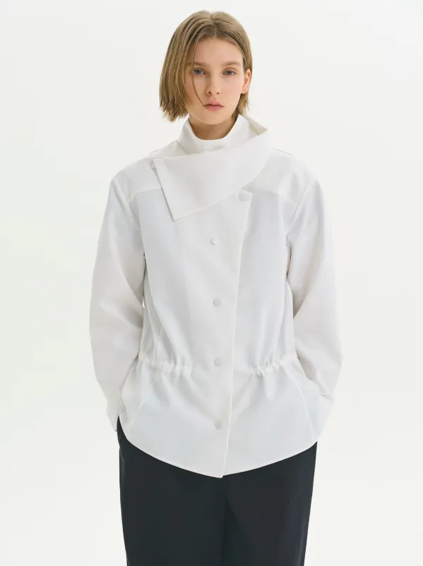 High-Neck Drawstring Jacket, Ivory sold by Source Unknown