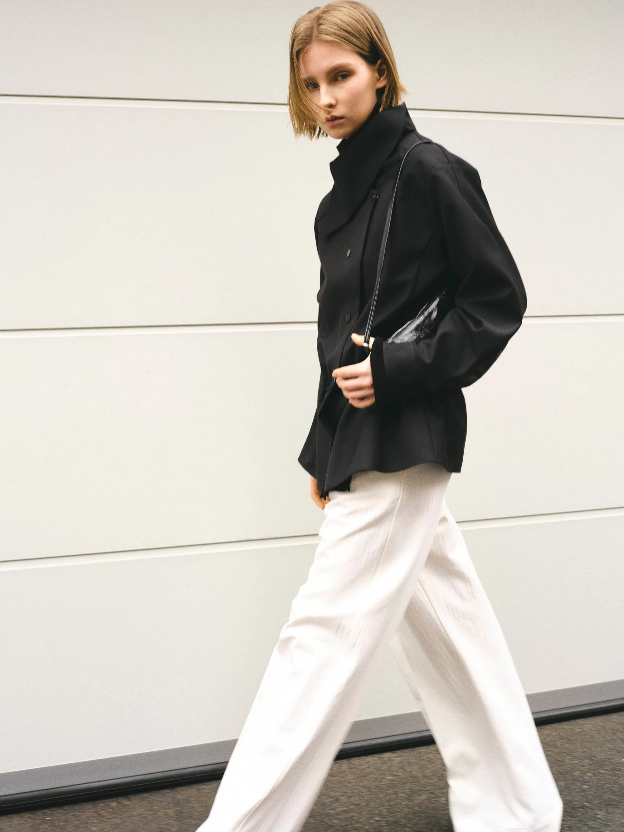 High-Neck Drawstring Jacket, Black sold by Source Unknown product image thumbnail 4