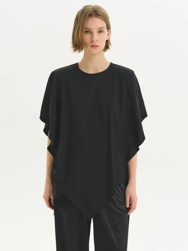Draped Cape Top, Black made by Source Unknown