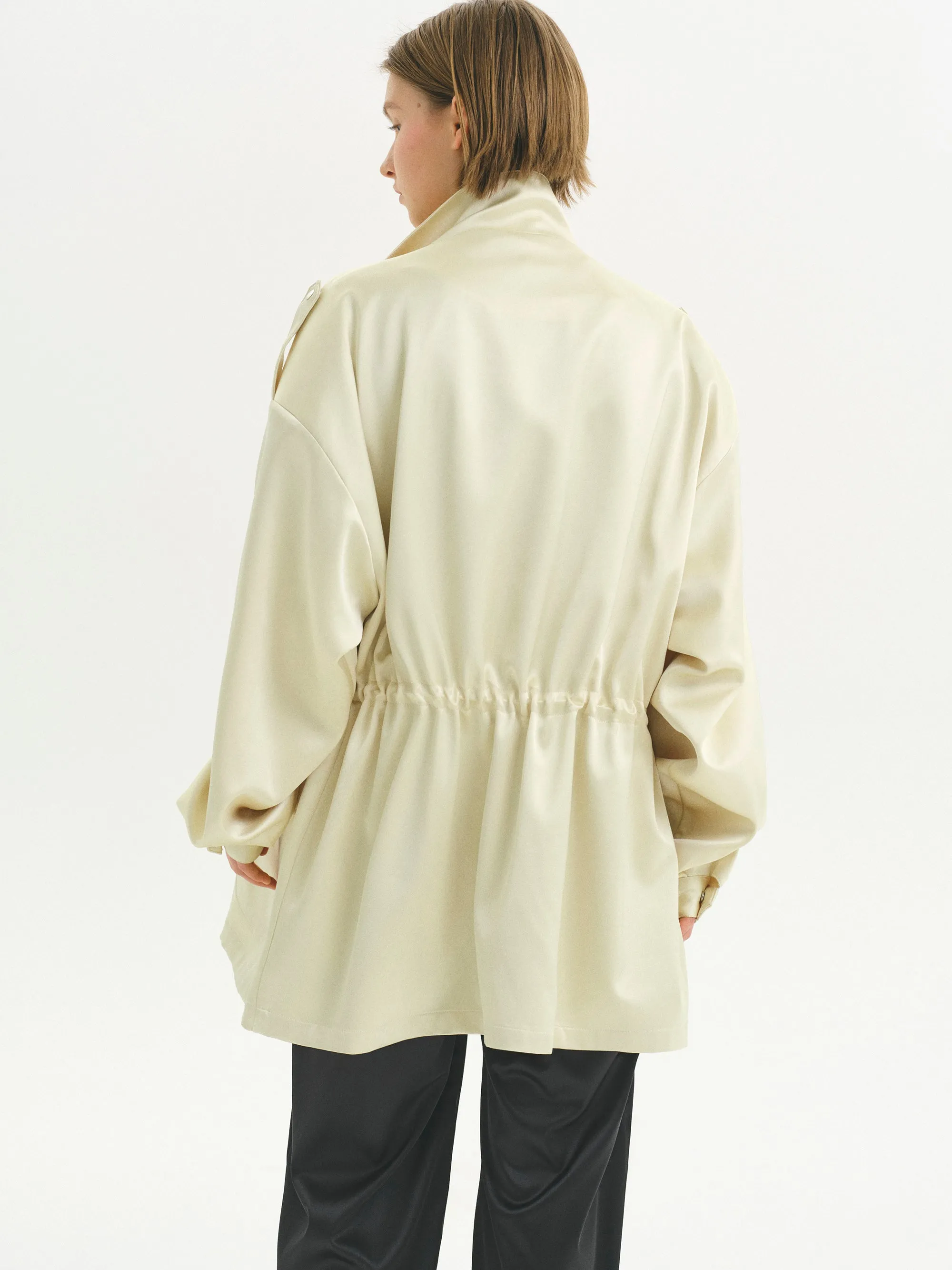 Satin Utility Field Jacket, Butter sold by Source Unknown product image thumbnail 4